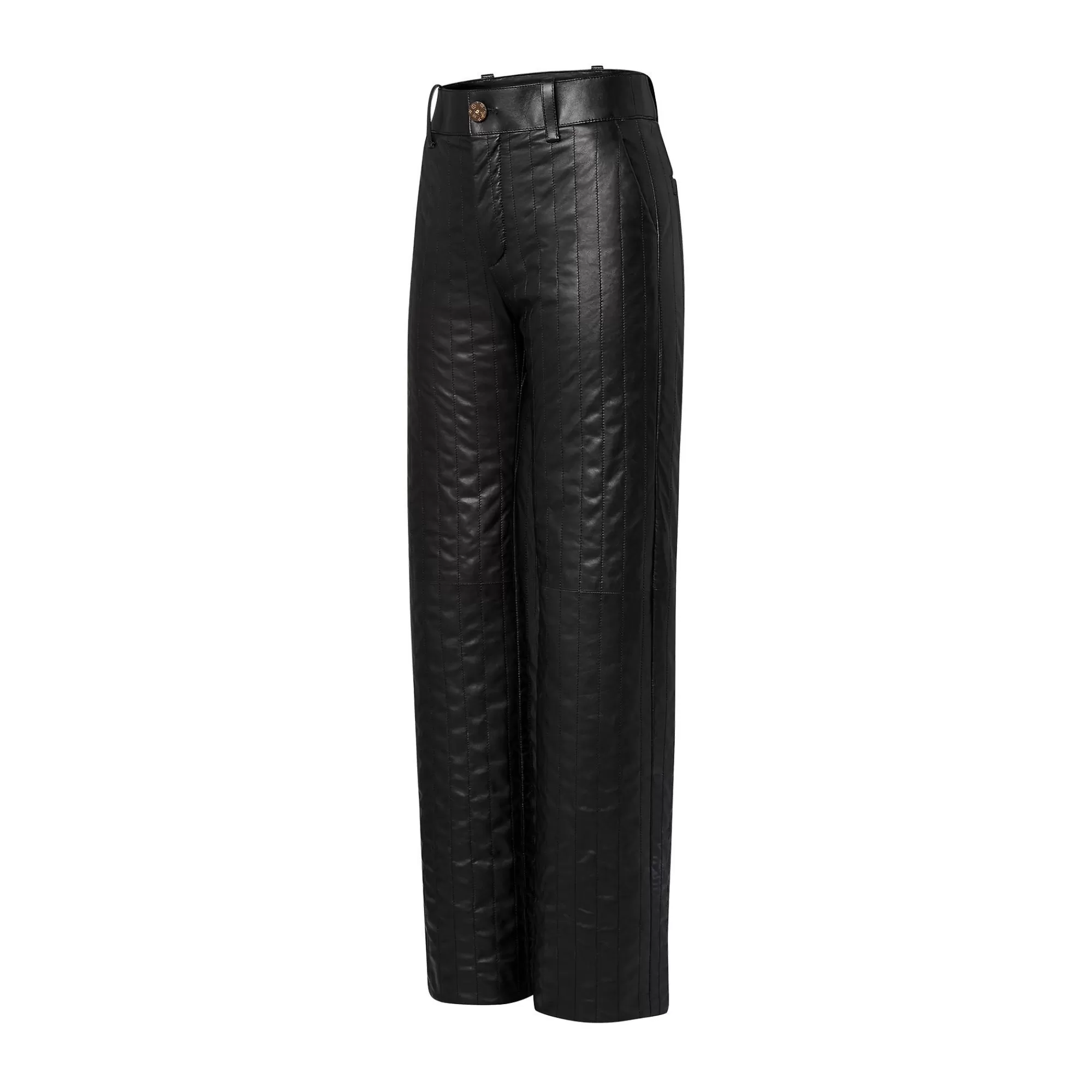 Online Louis Vuitton Pinstripe Leather Pants Black