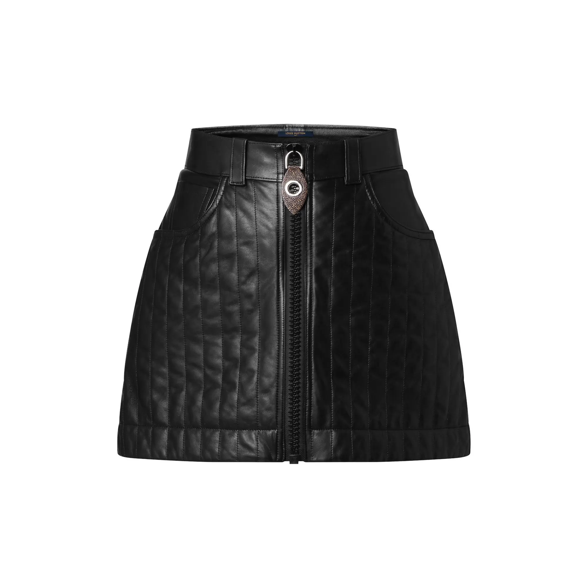Clearance Louis Vuitton Pinstripe Leather Zip-Up Mini Skirt