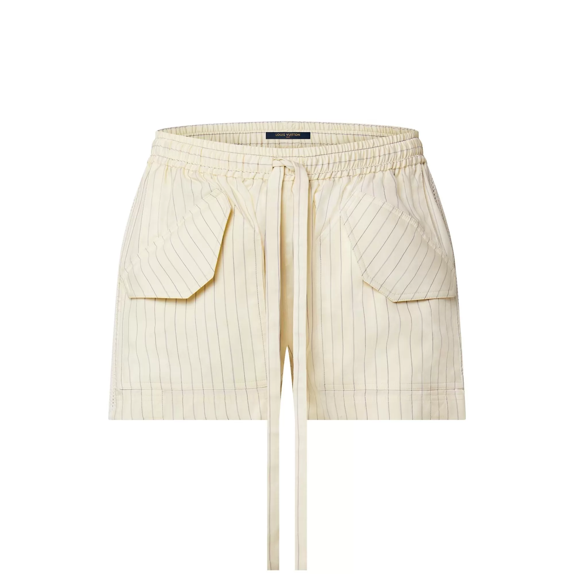 Discount Louis Vuitton Pinstripe Mesh Accent Mini Shorts