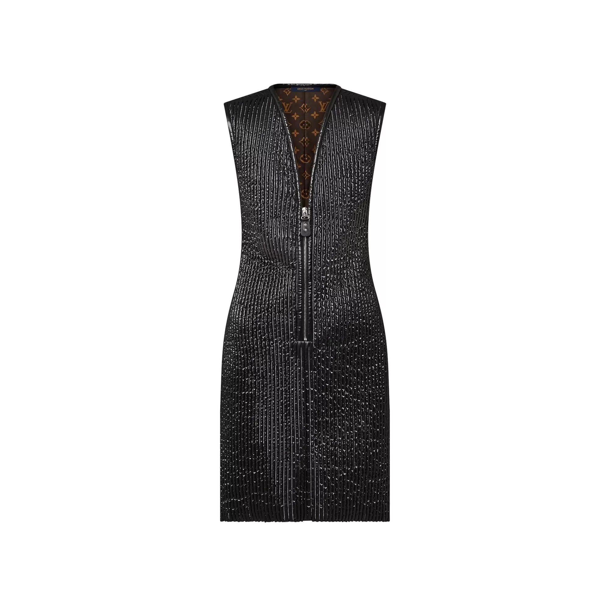 Hot Louis Vuitton Pinstripe Quilted Fitted Dress