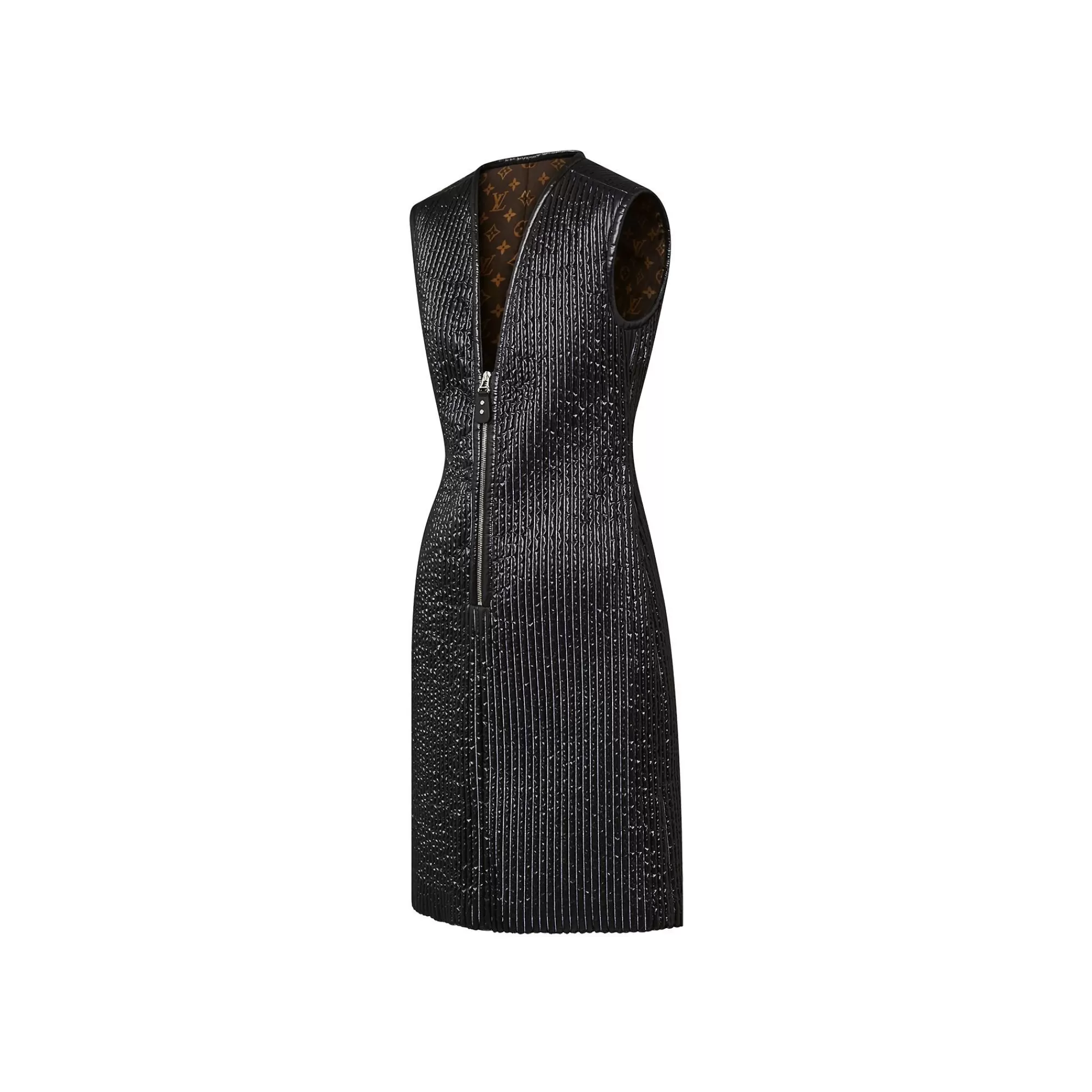 Hot Louis Vuitton Pinstripe Quilted Fitted Dress