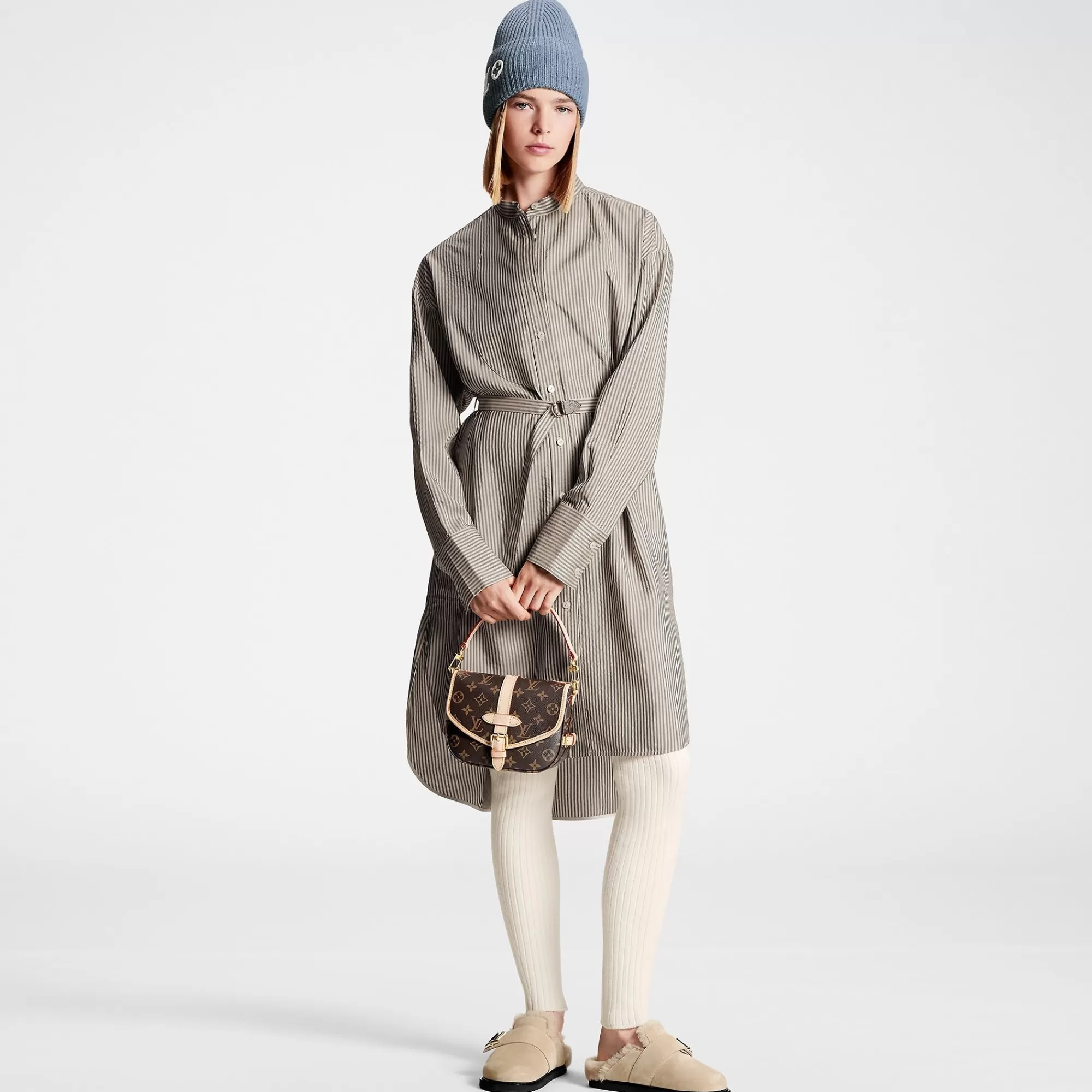 Hot Louis Vuitton Pinstripe Silk Shirt Dress