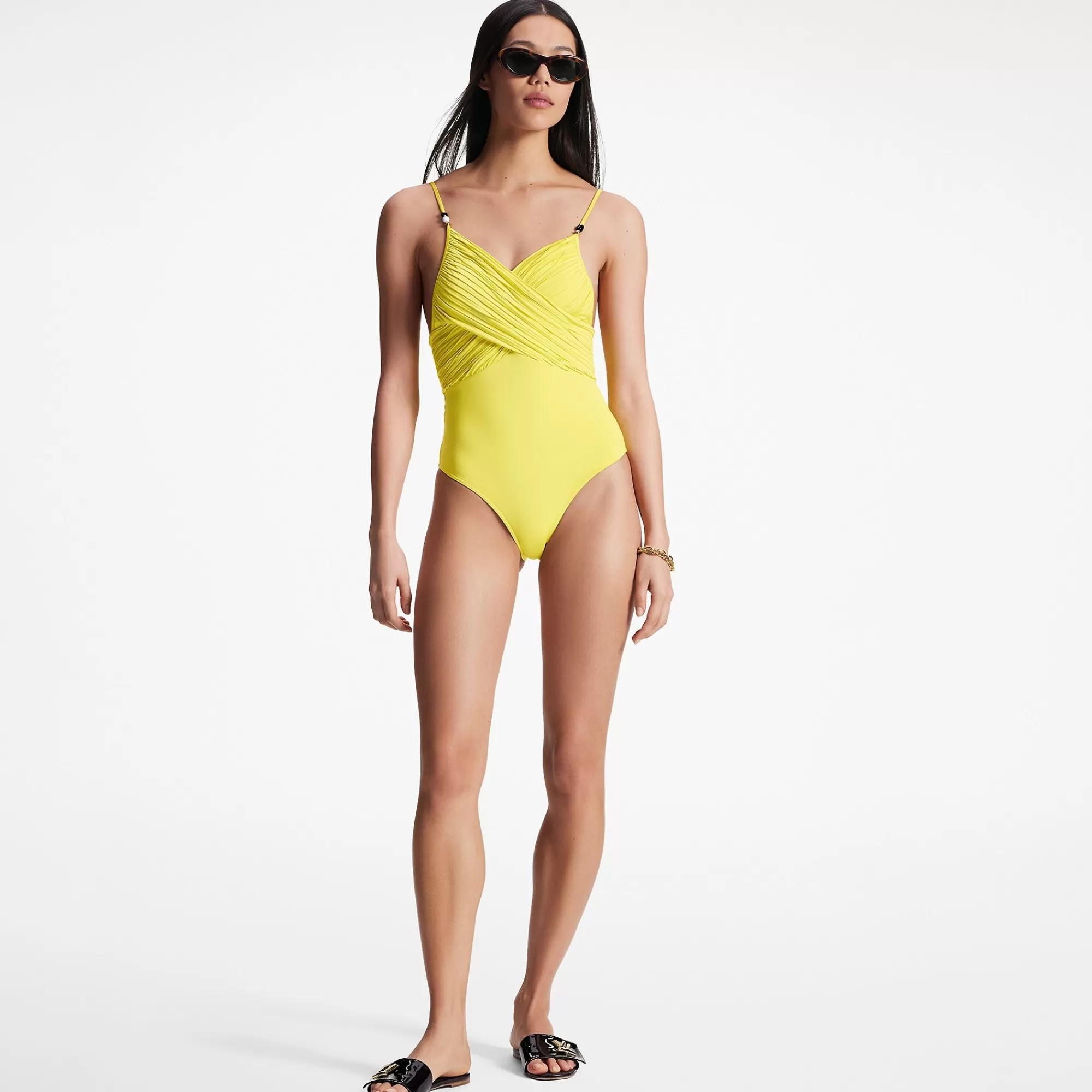 Clearance Louis Vuitton Pleated Front One-Piece Swimsuit