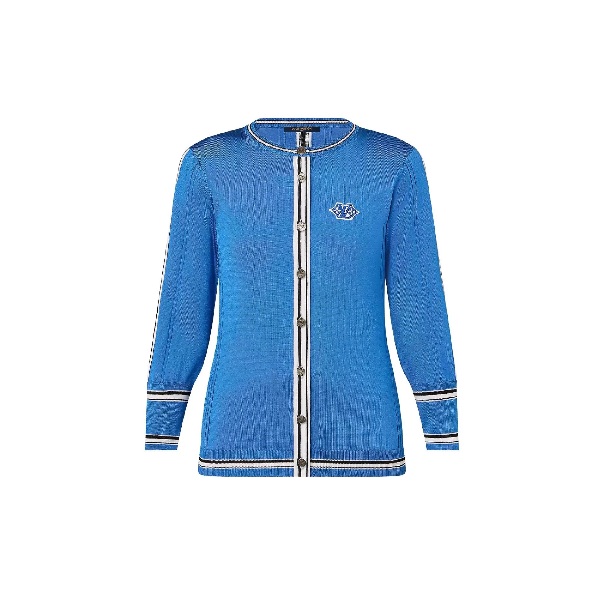 Cheap Louis Vuitton Preppy Stripe Accent Cardigan Blue France