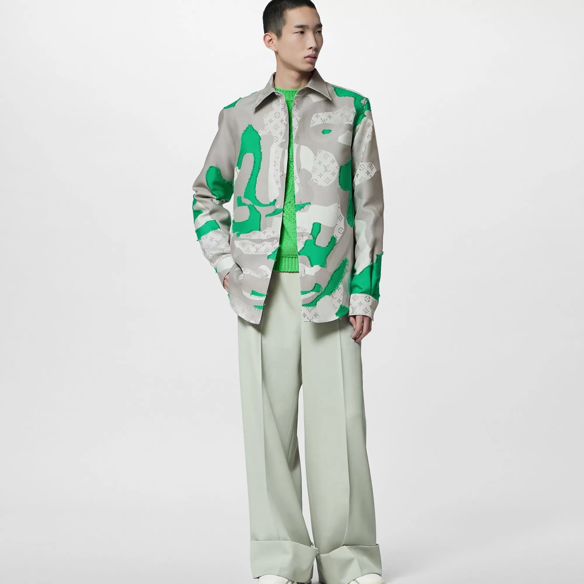 Best Louis Vuitton Printed Cotton Fil Coupe Overshirt Green
