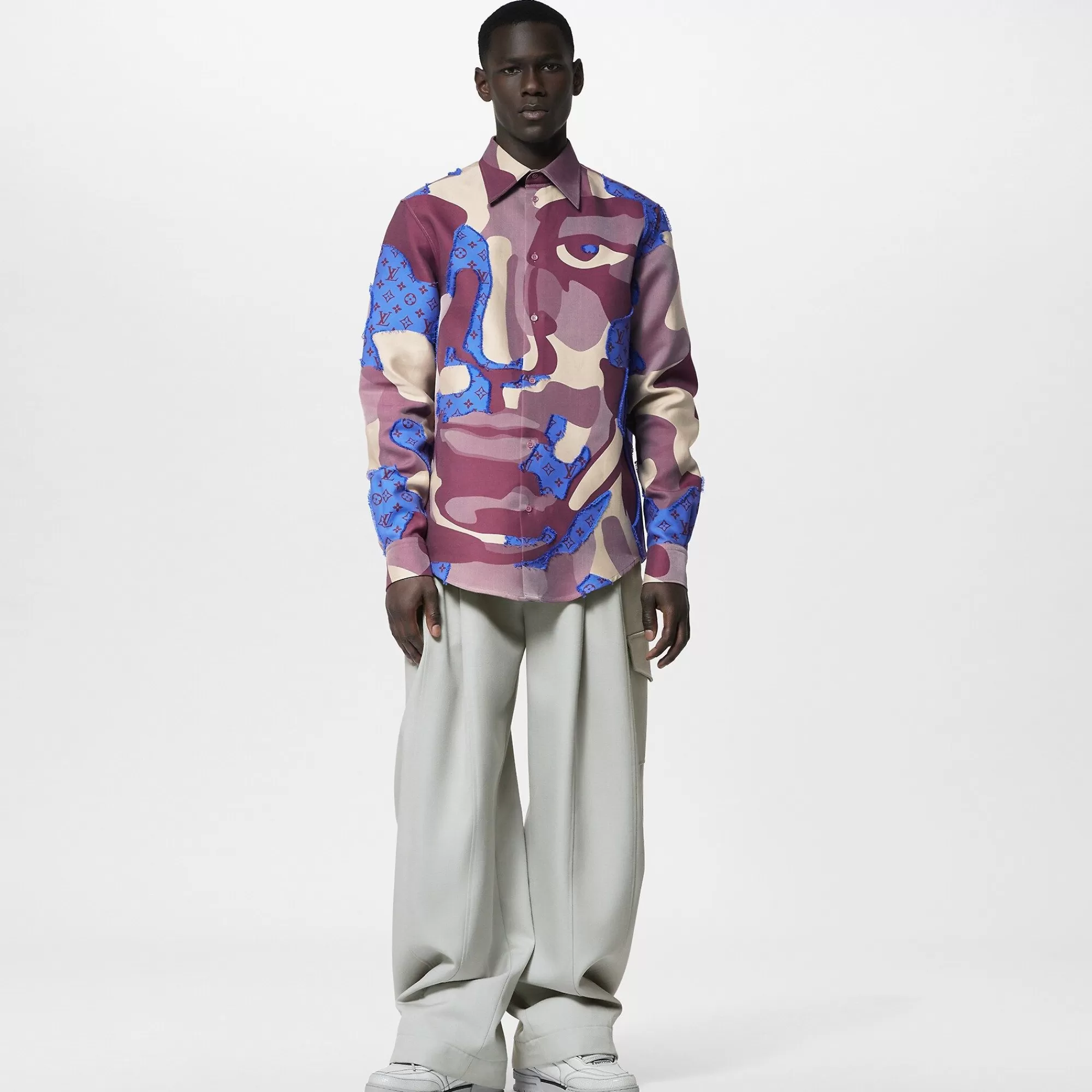 Sale Louis Vuitton Printed Cotton Fil Coupe Overshirt