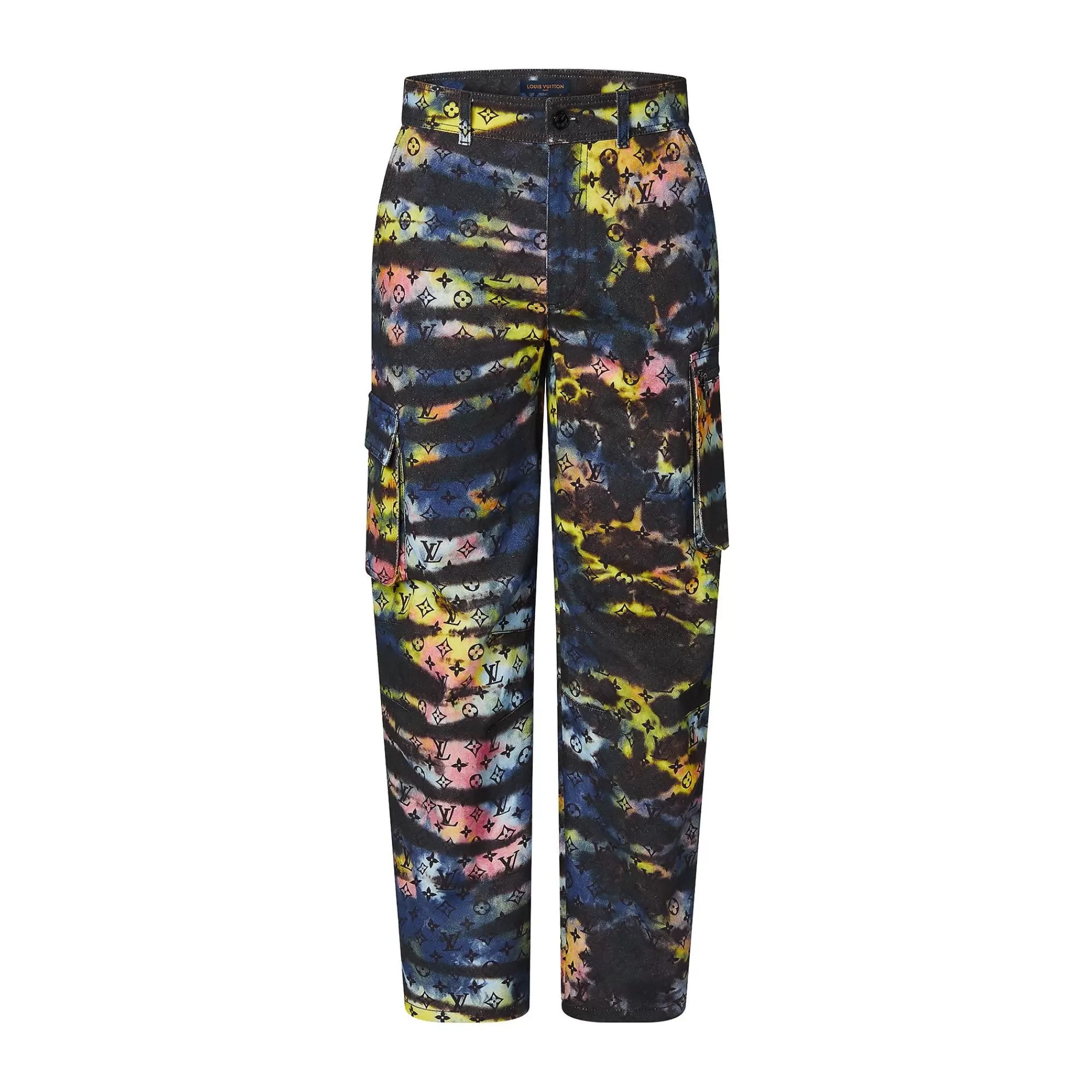 Store Louis Vuitton Printed Monogram Tie-Dye Cargo Denim Pant