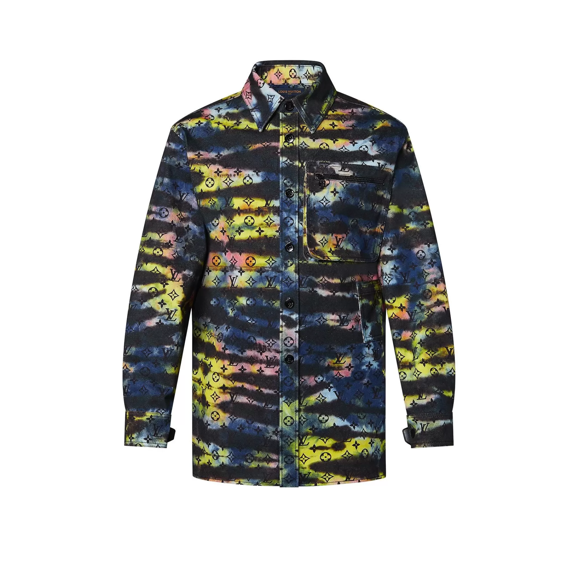 Hot Louis Vuitton Printed Monogram Tie-Dye Denim Shirt