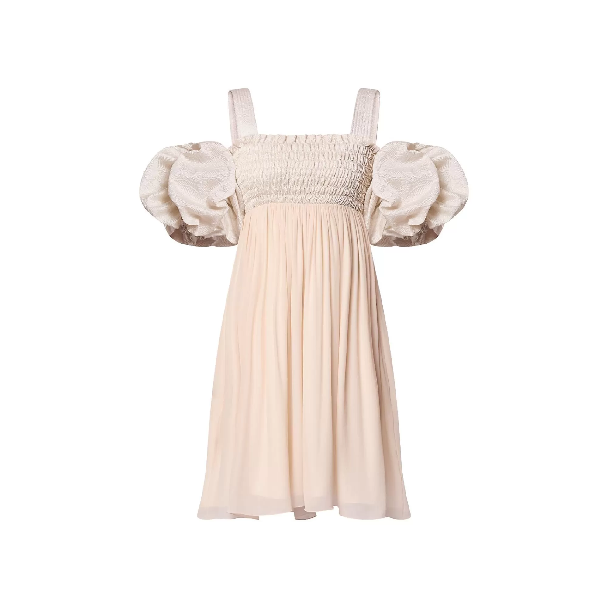 Flash Sale Louis Vuitton Puff Sleeve Smocked Bodice Dress