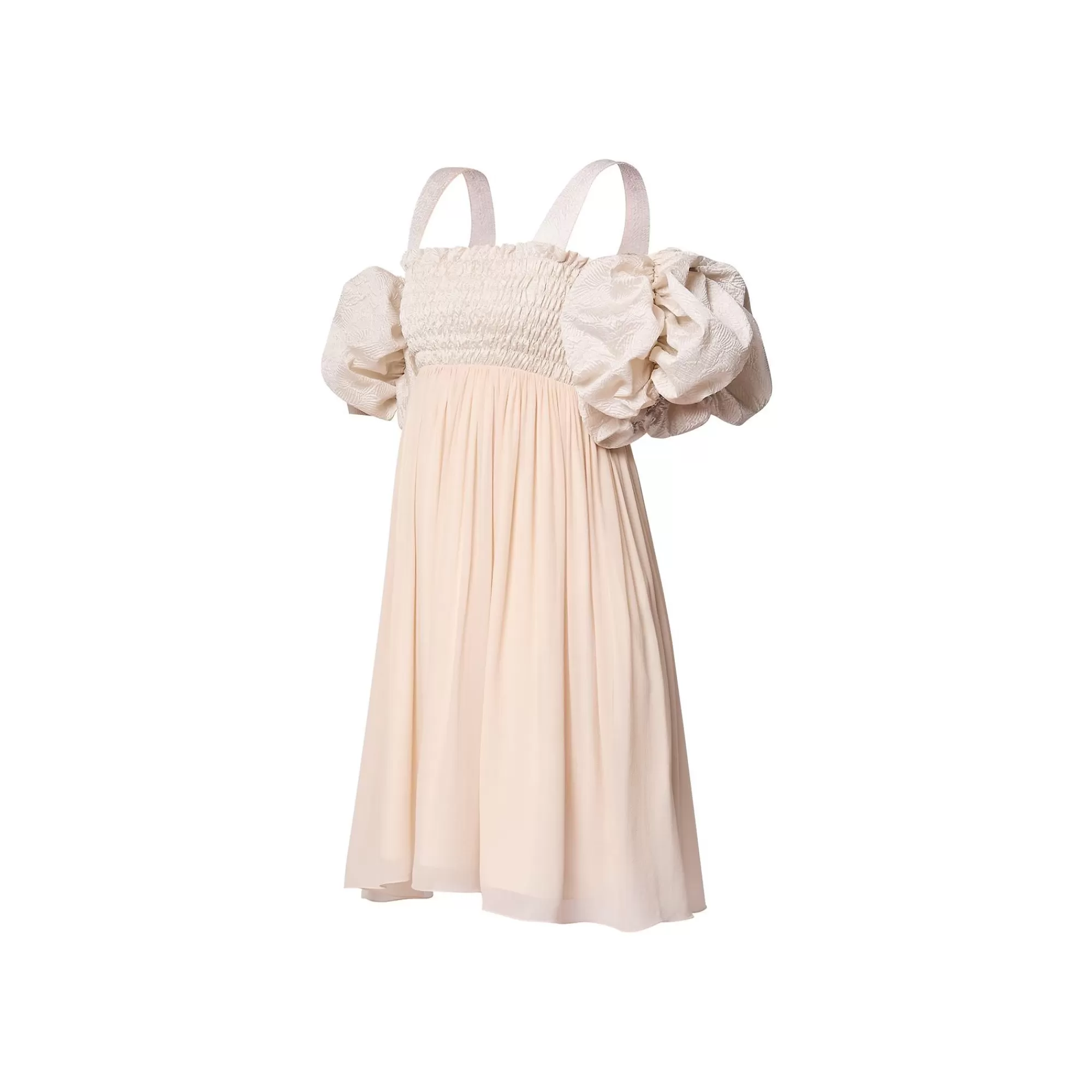 Flash Sale Louis Vuitton Puff Sleeve Smocked Bodice Dress