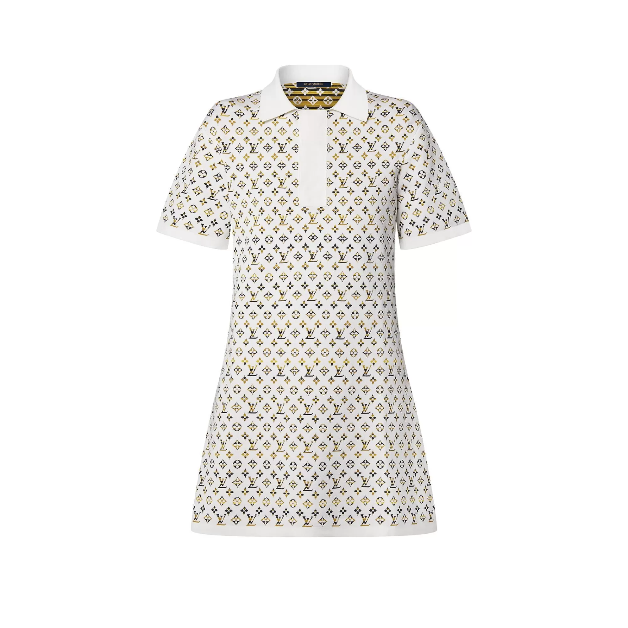 Shop Louis Vuitton Python-Effect Monogram Jacquard Polo Dress
