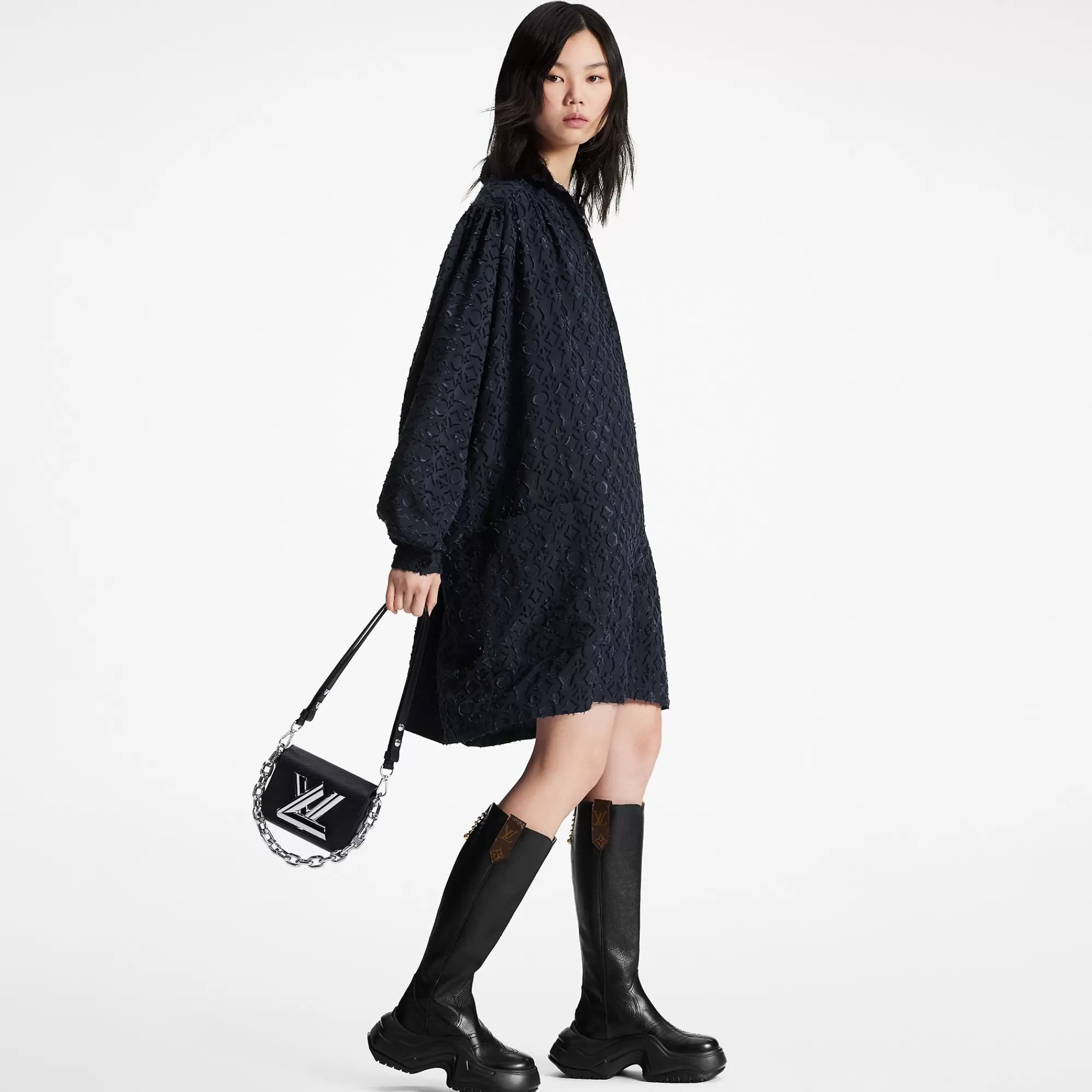 New Louis Vuitton Reverse Monogram Fil Coupe Shirt Dress