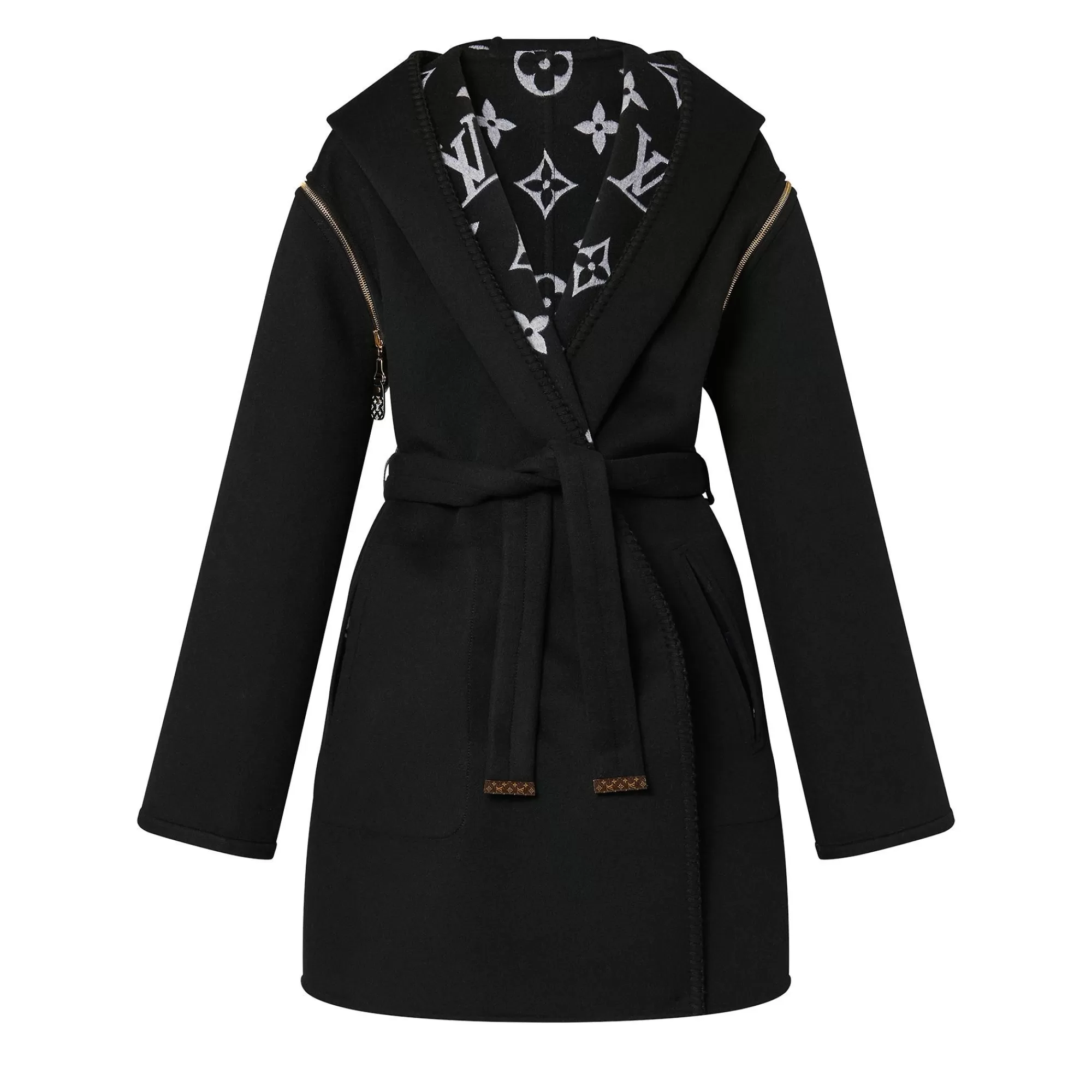 Store Louis Vuitton Reversible Zipper Sleeve Hooded Wrap Coat