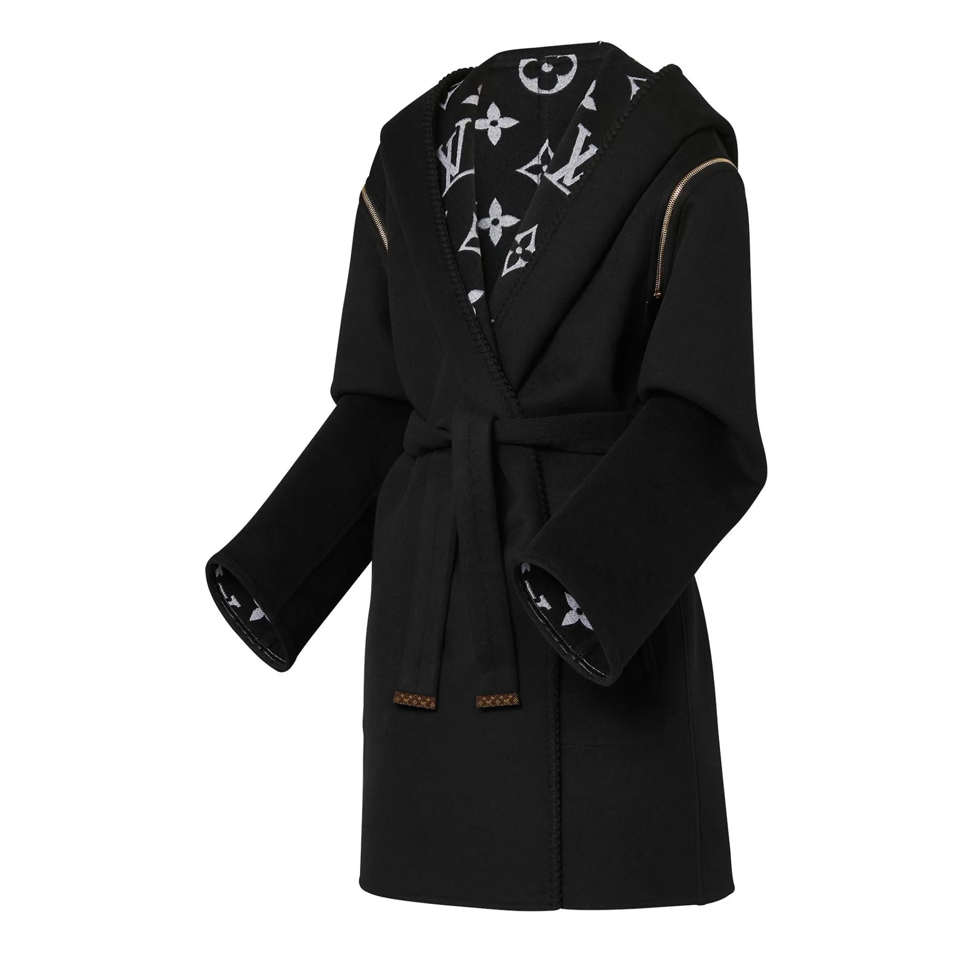 Store Louis Vuitton Reversible Zipper Sleeve Hooded Wrap Coat