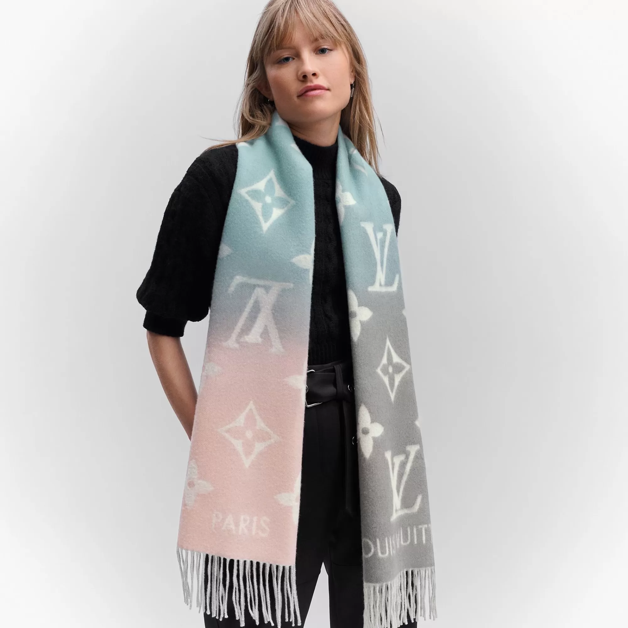 Clearance Louis Vuitton Reykjavik Gradient Scarf Bleu Rose