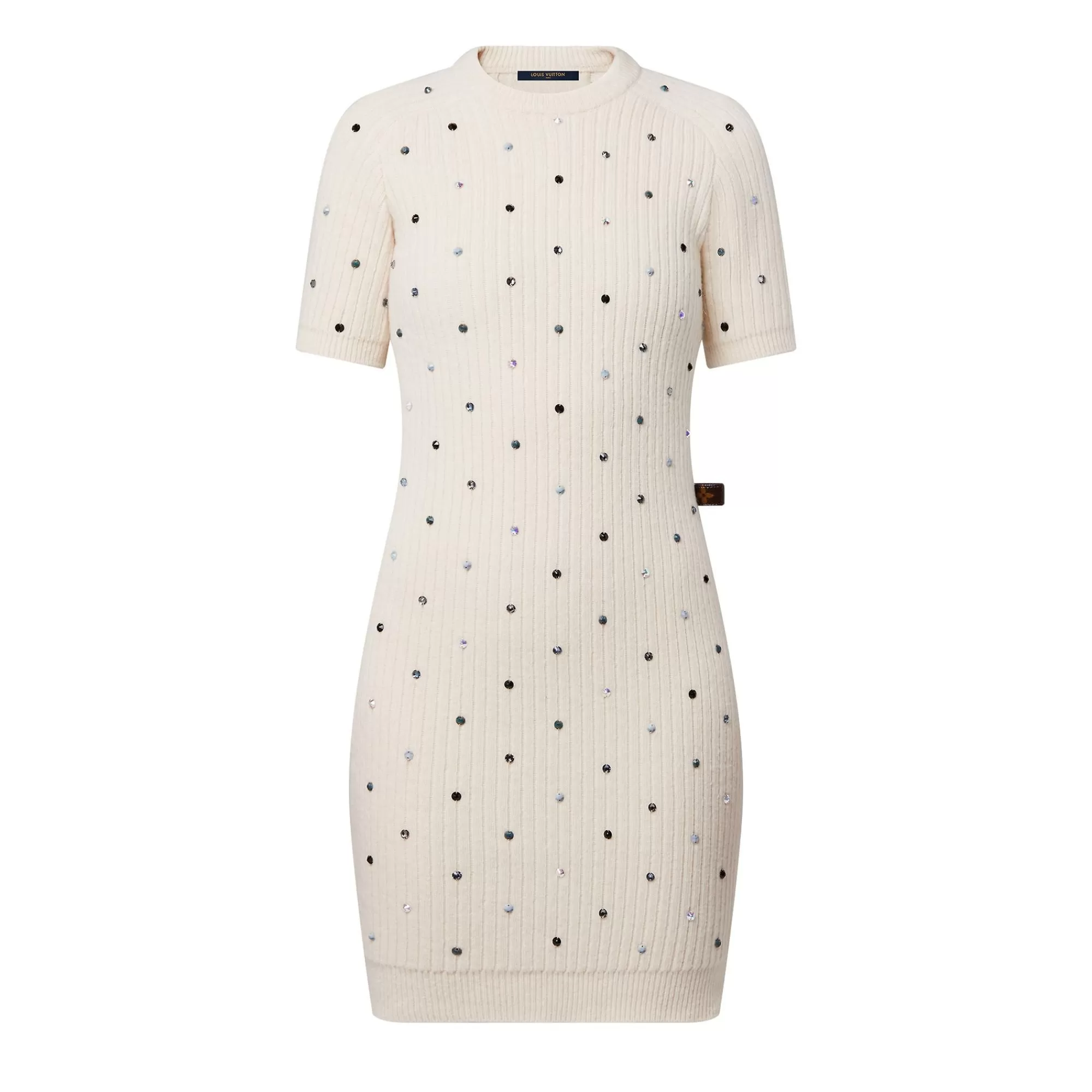 Fashion Louis Vuitton Rhinestone Ribbed Knit Dress