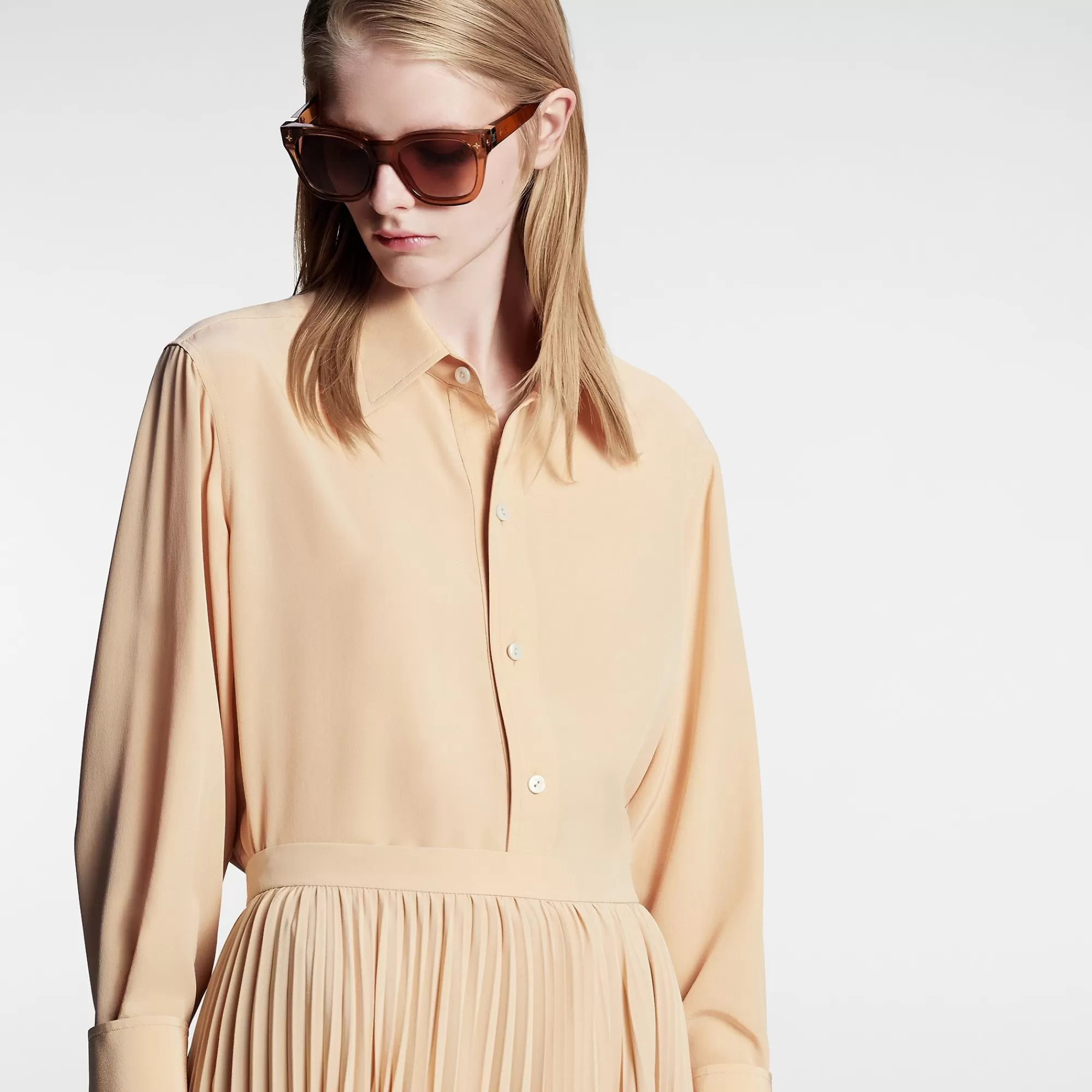 Cheap Louis Vuitton Rounded Hem Silk Shirt Savane