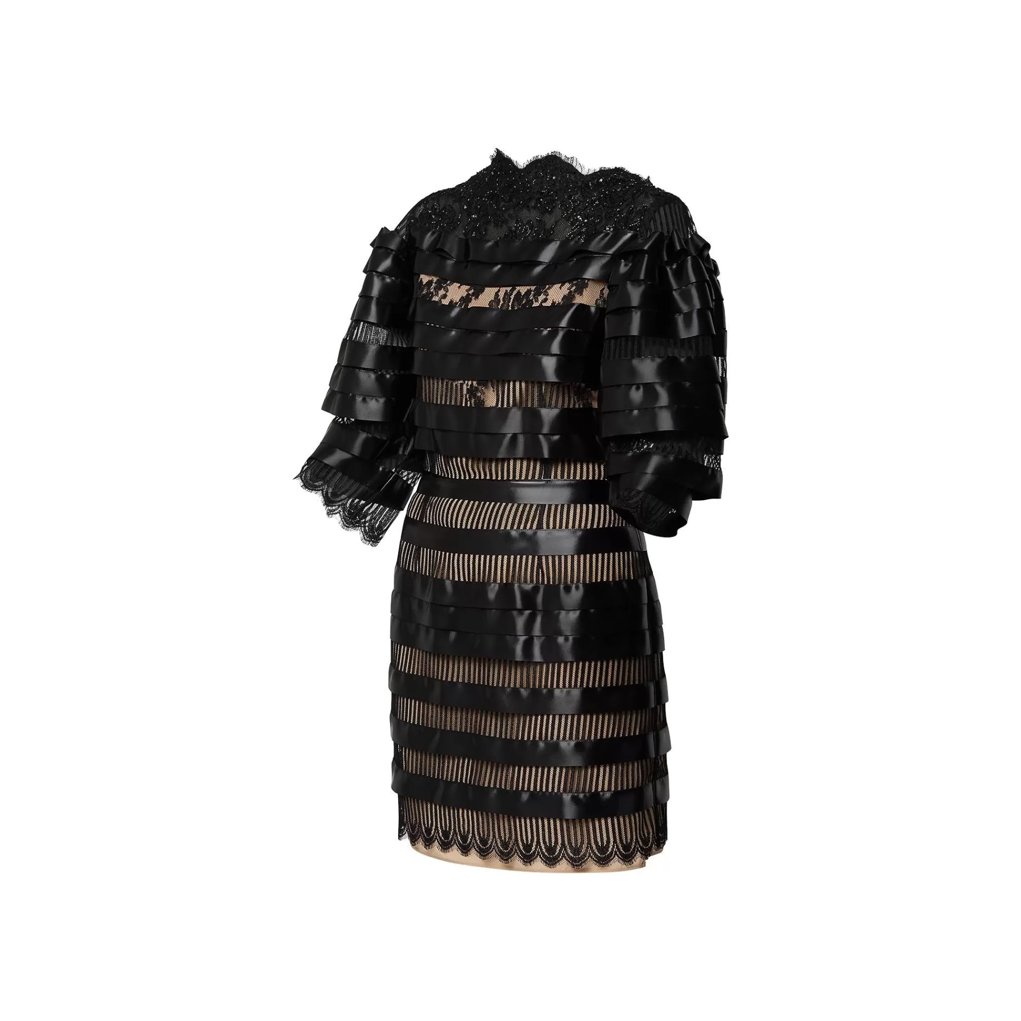 Discount Louis Vuitton Satin Stripes Embroidered Mini Dress