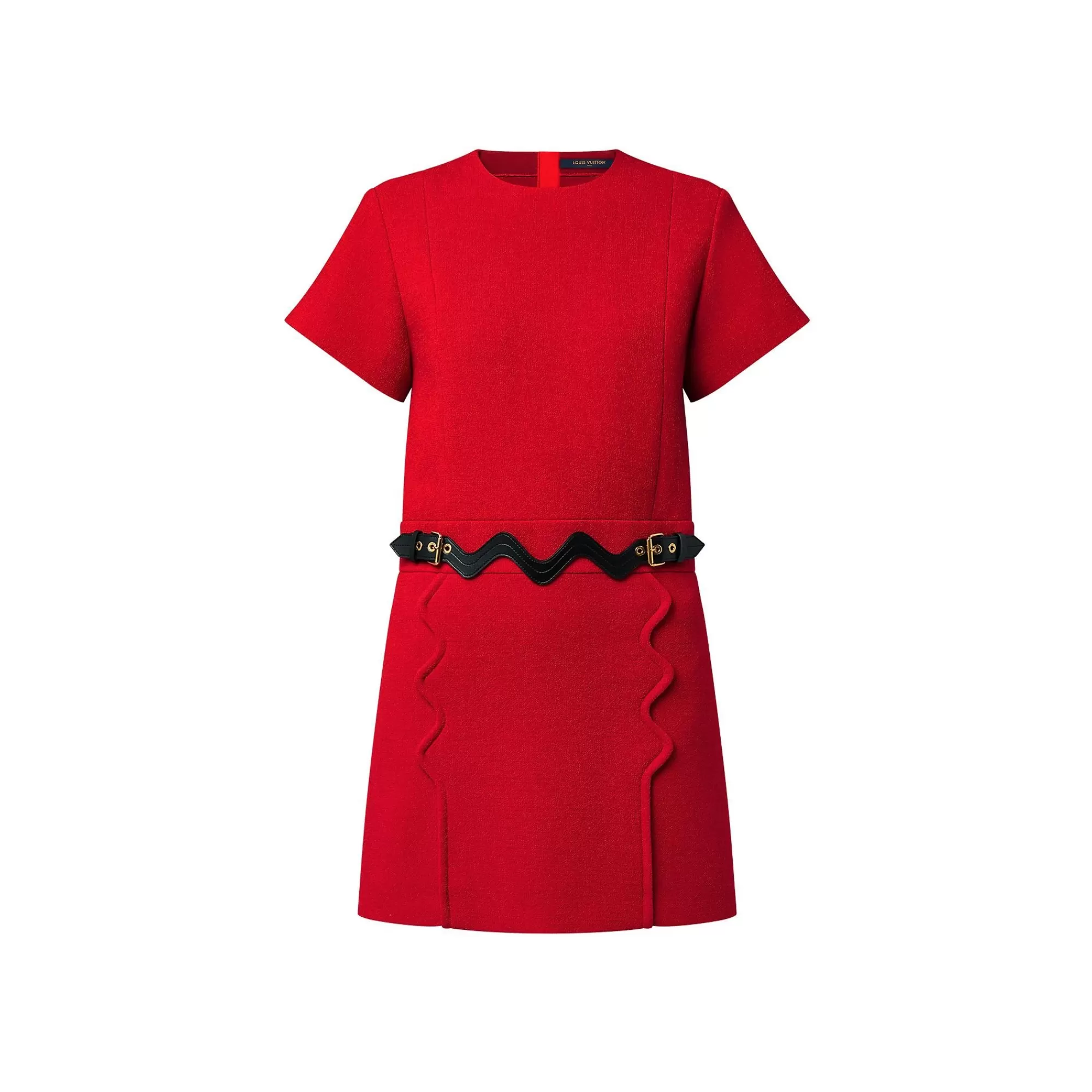 Clearance Louis Vuitton Scallop Detail A-Line Dress Bright Red