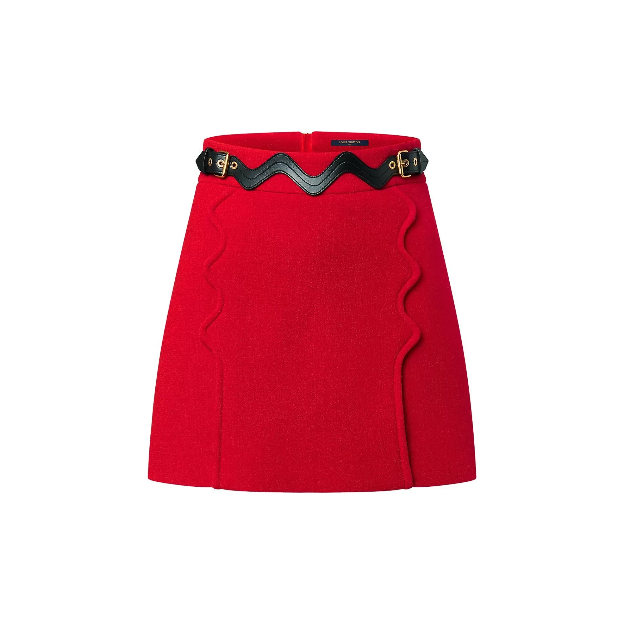 Store Louis Vuitton Scallop Detail A-Line Mini Skirt Bright Red