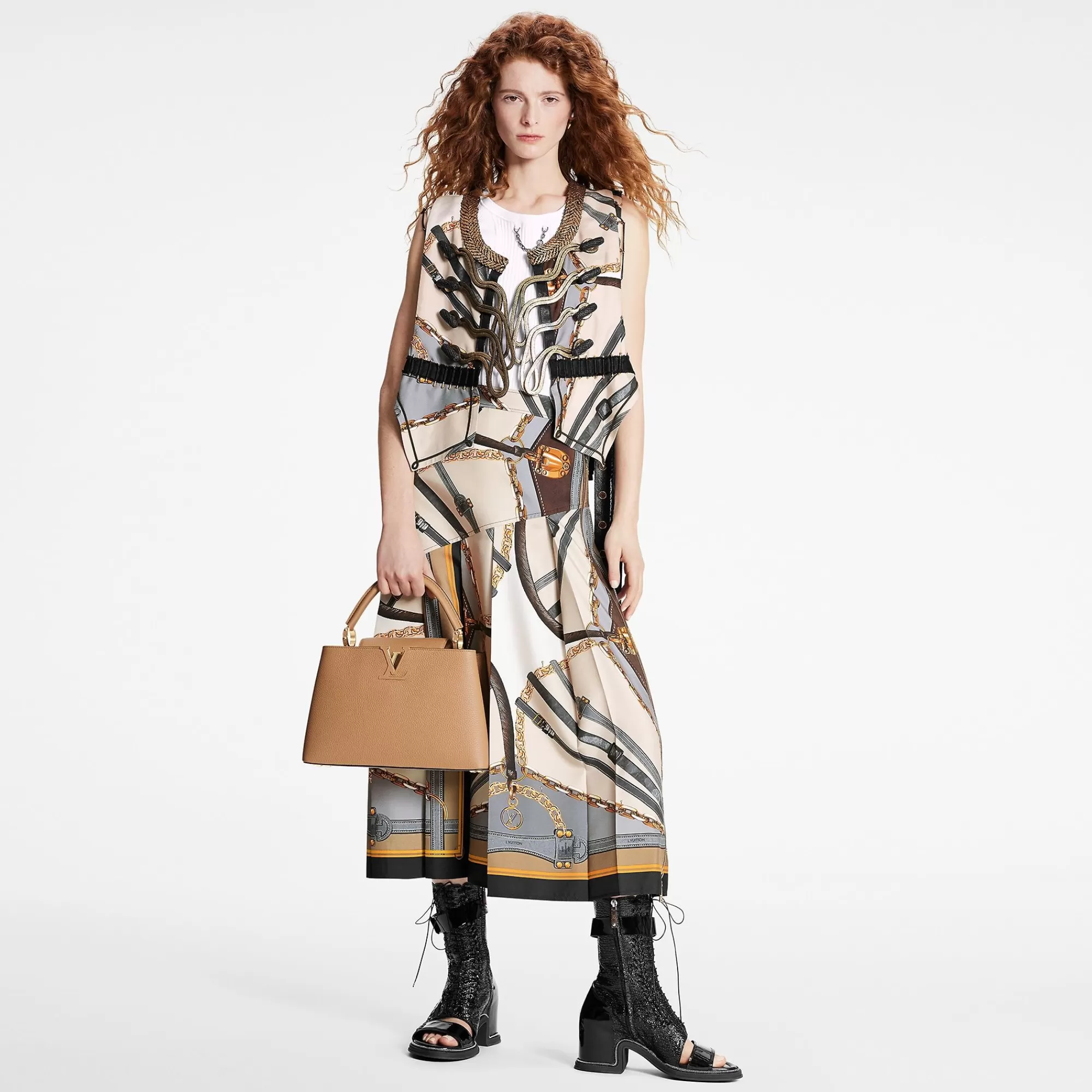 Sale Louis Vuitton Scarf Print Asymmetrical Midi Skirt