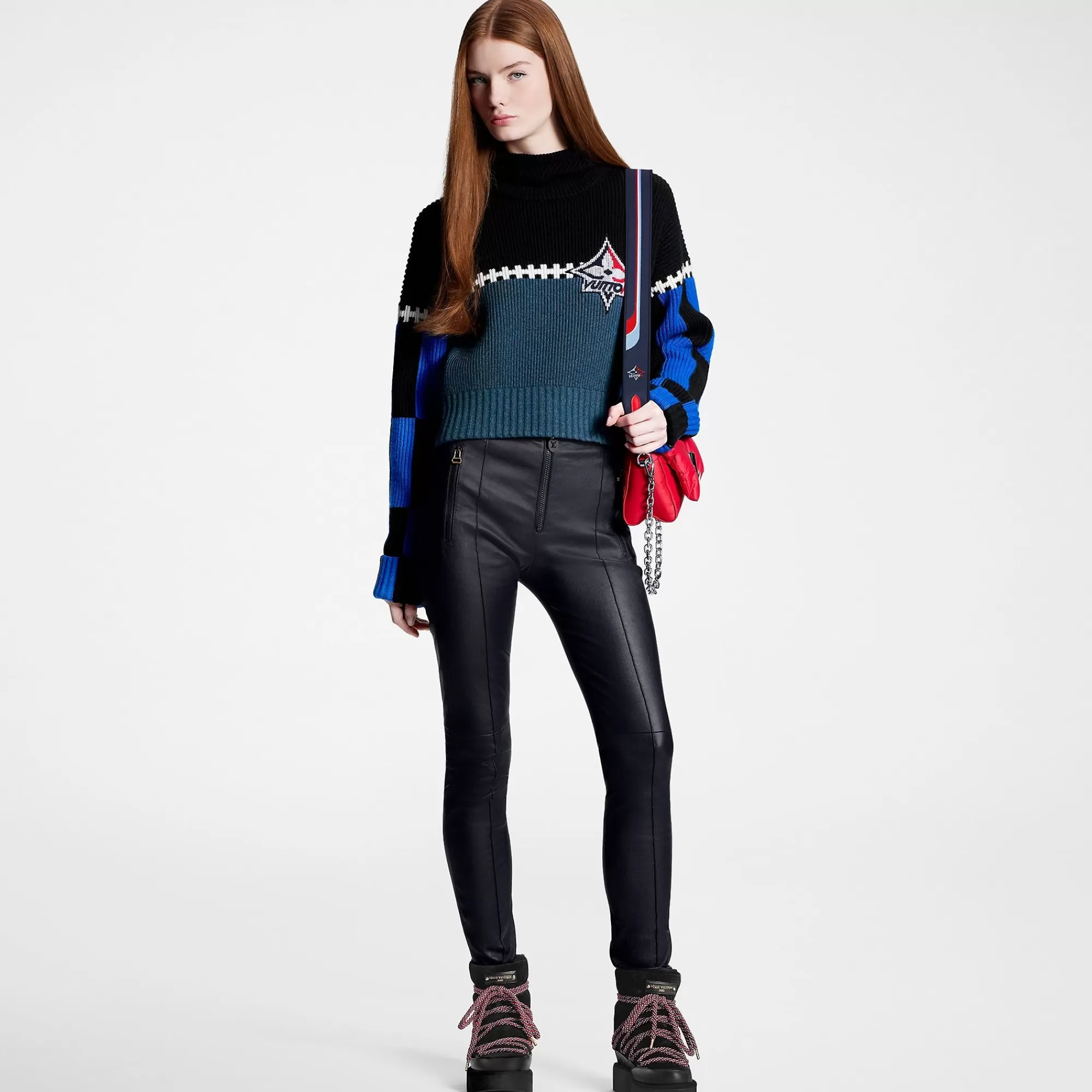 Best Sale Louis Vuitton Seam Detail Leather Leggings