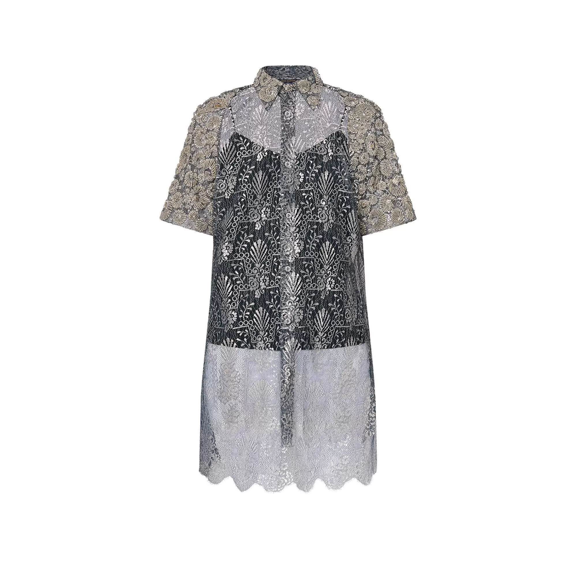 Hot Louis Vuitton Seashell Embroidery Lace Shirt