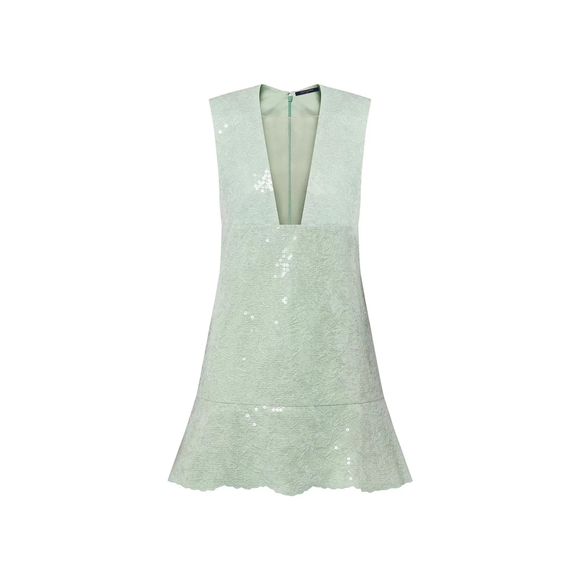 New Louis Vuitton Sequin Lace Mini Dress Almond