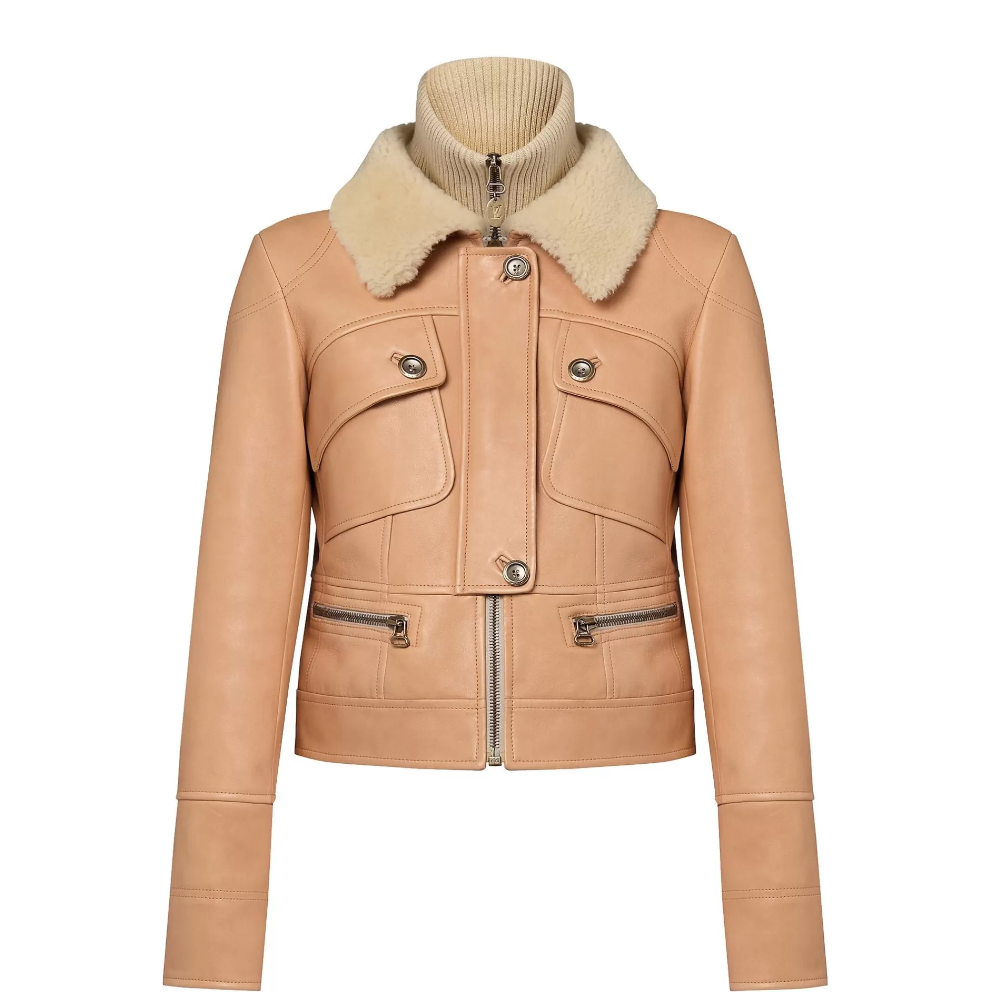 Best Louis Vuitton Shearling Collar Leather Jacket