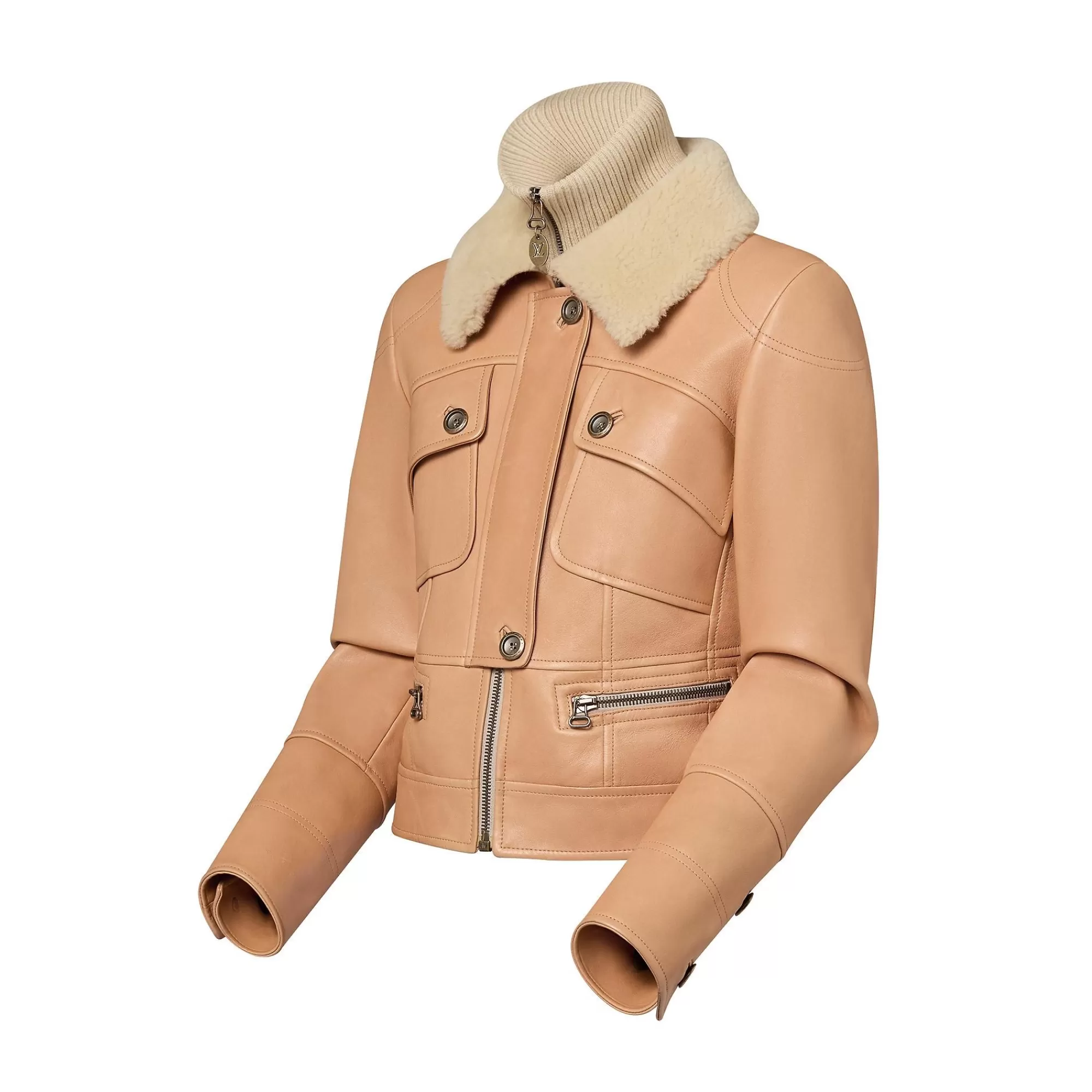 Best Louis Vuitton Shearling Collar Leather Jacket