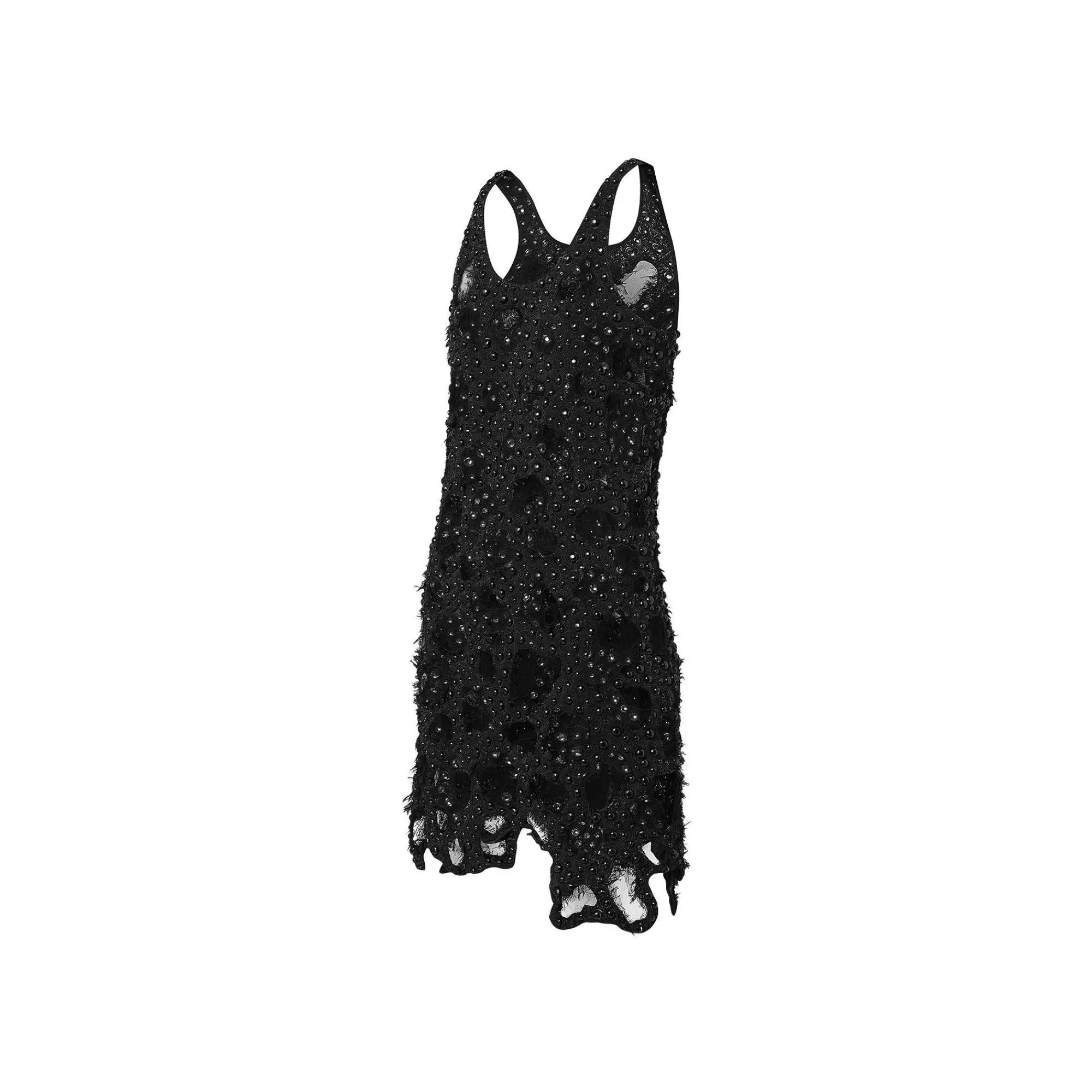 Discount Louis Vuitton Sheer Detail Beaded Mini Tank Dress Black