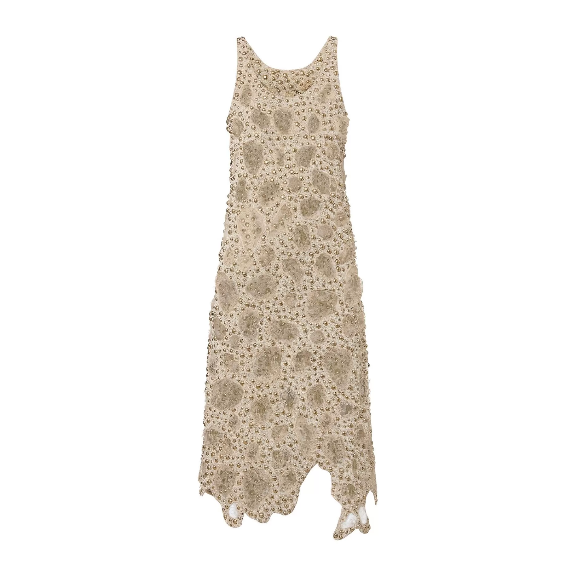 Hot Louis Vuitton Sheer Detail Beaded Tank Dress