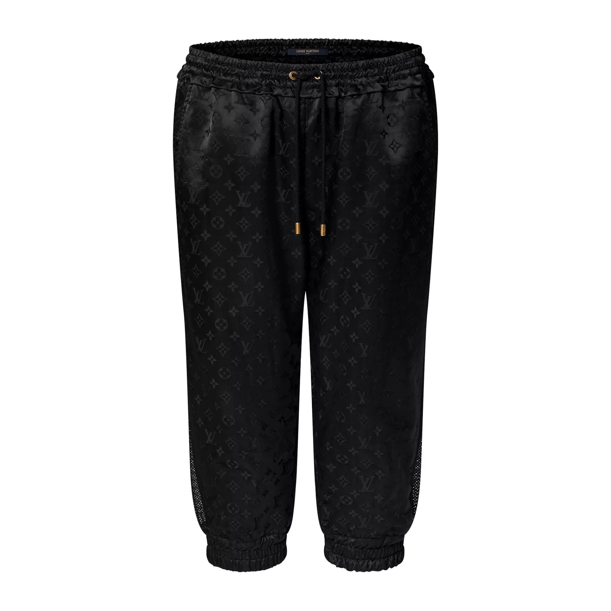 New Louis Vuitton Shiny Monogram Cropped Jogging Pants Black