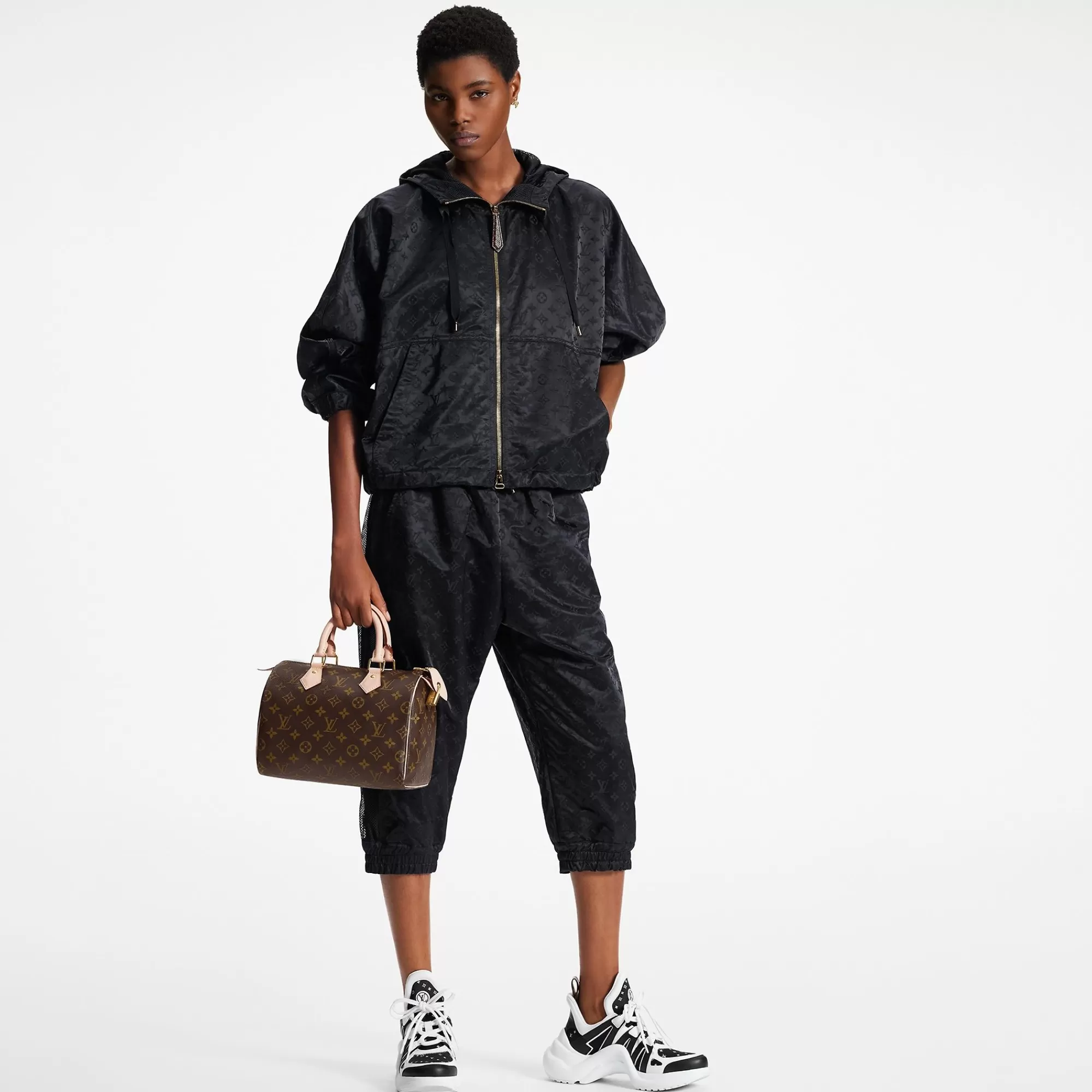 Shop Louis Vuitton Shiny Monogram Short Parka