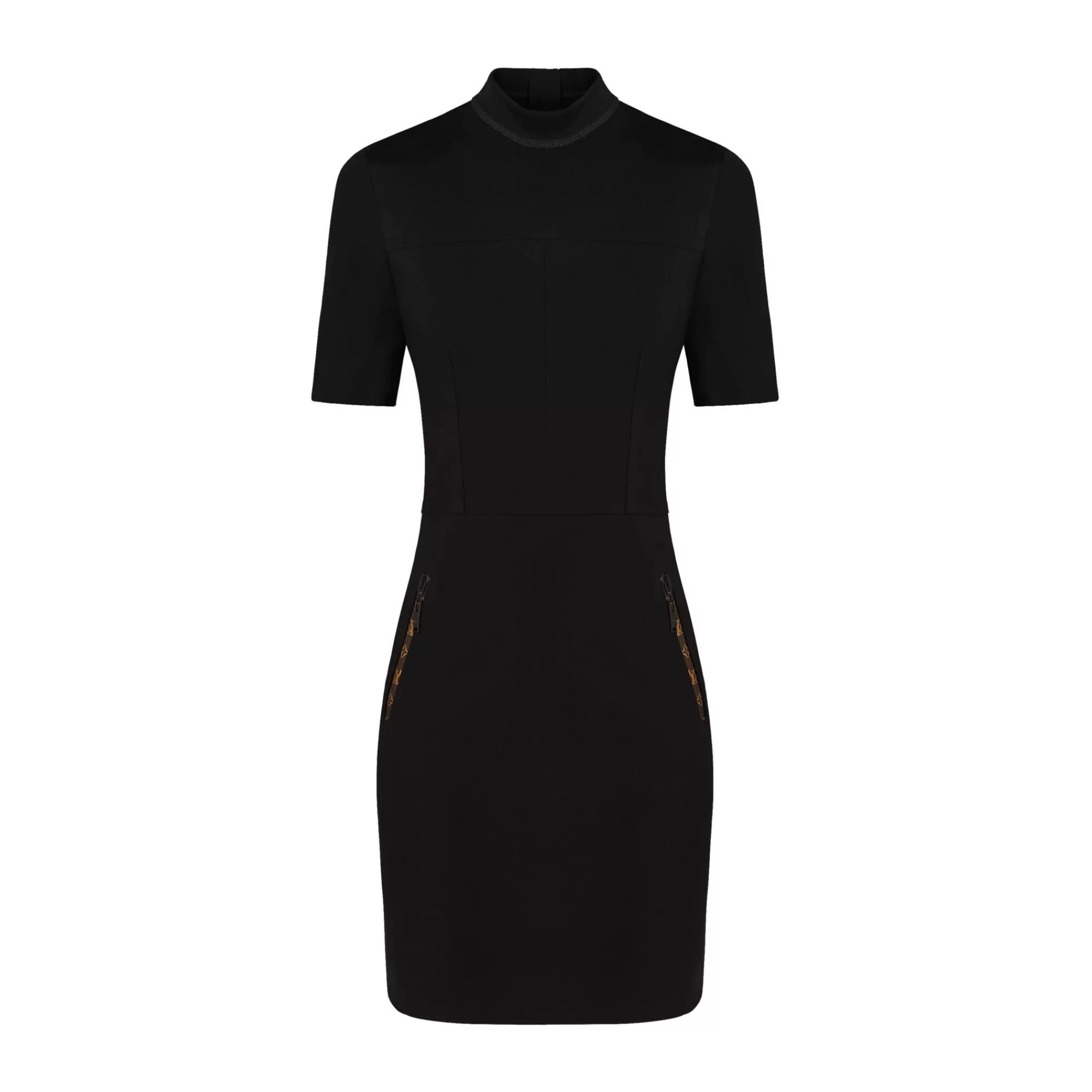 Shop Louis Vuitton Short Sleeved High Neck Fitted Dress