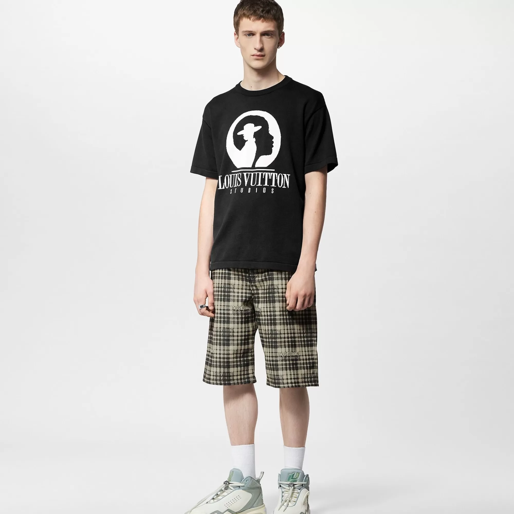 Cheap Louis Vuitton Short-Sleeved Cotton Intarsia Crewneck