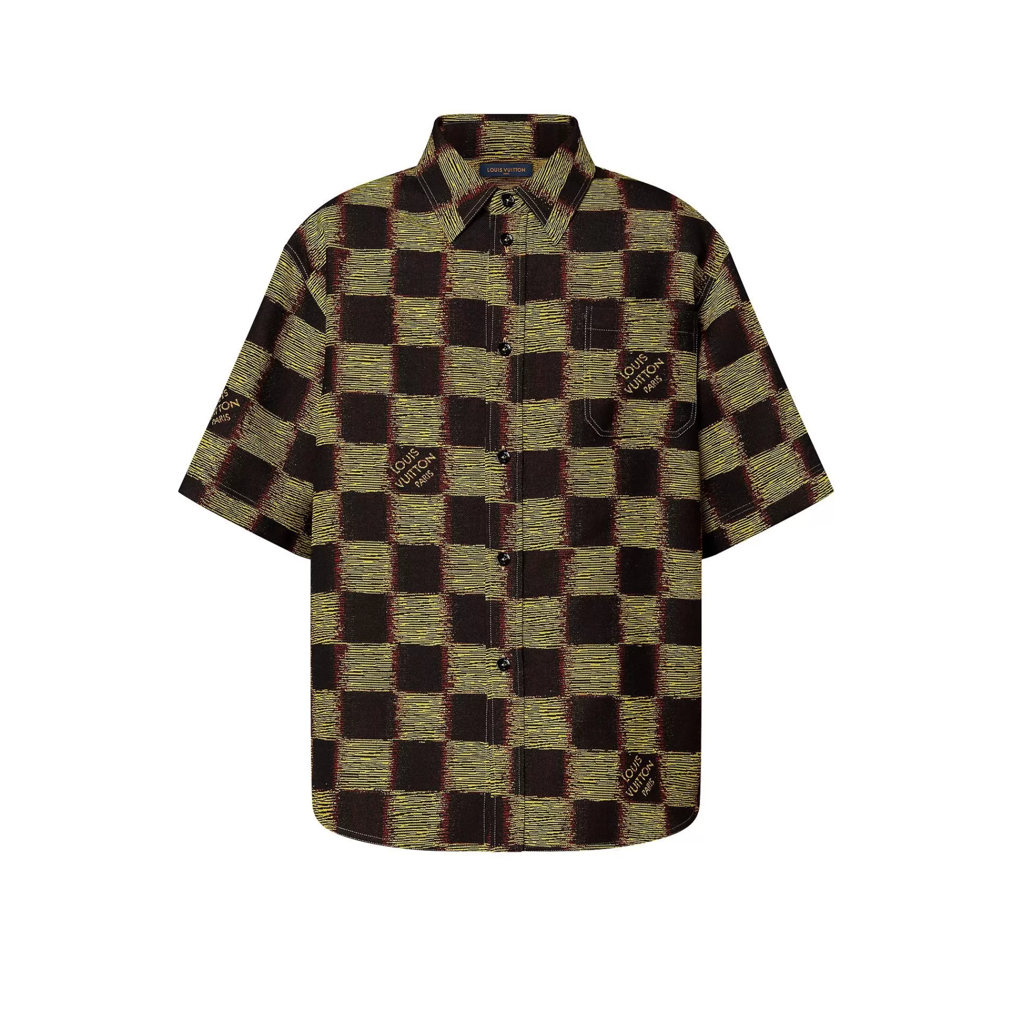 Flash Sale Louis Vuitton Short-Sleeved Damier Wool Shirt