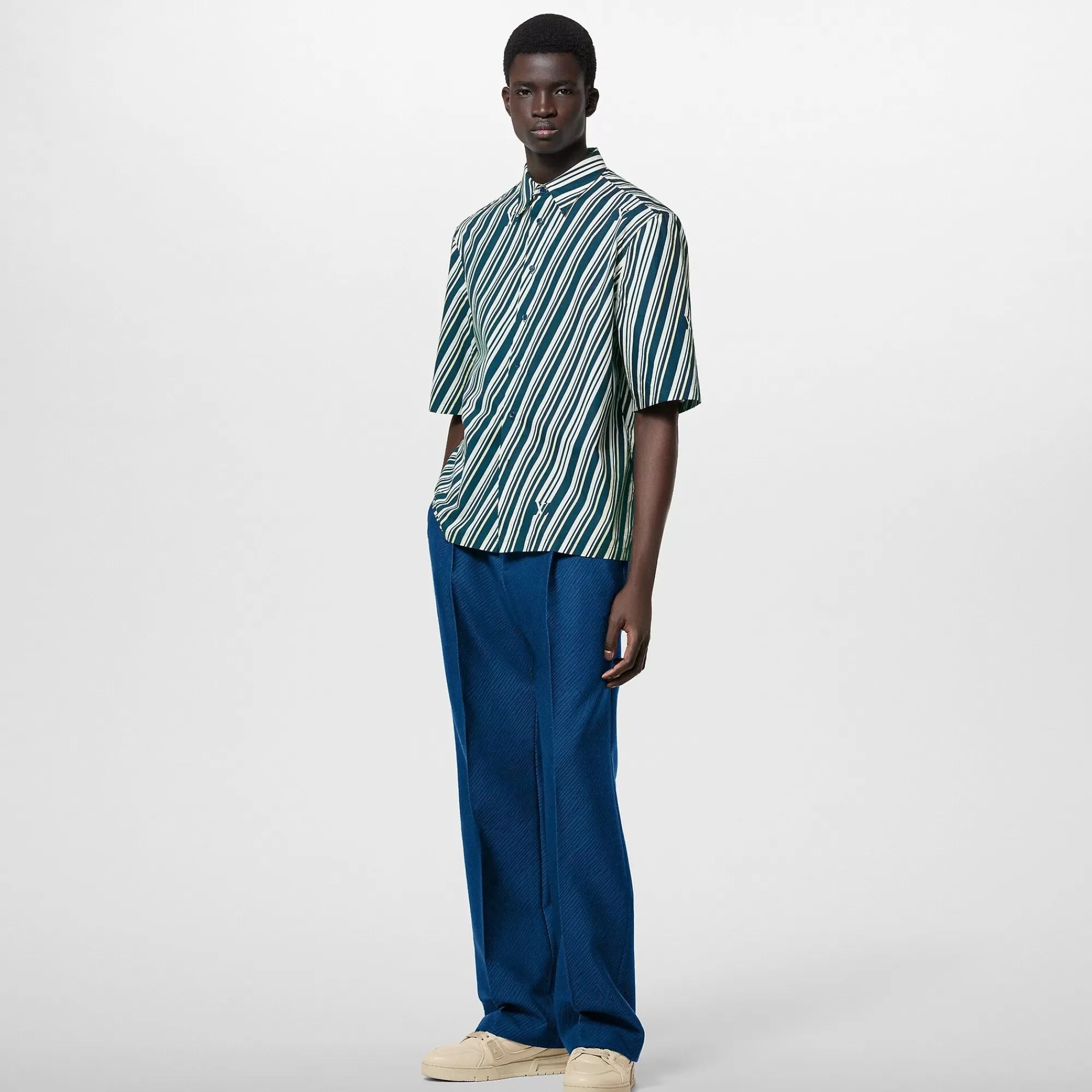 Shop Louis Vuitton Short-Sleeved Printed Cotton Shirt