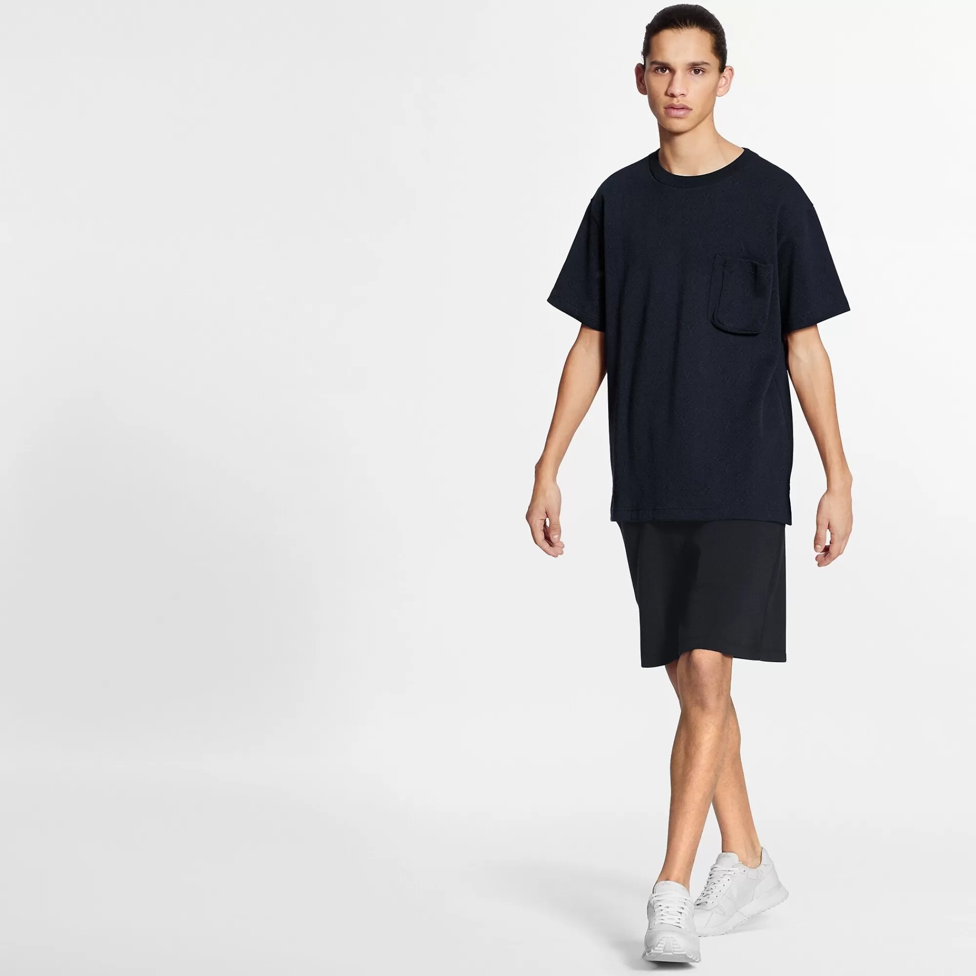 Fashion Louis Vuitton Signature 3D Pocket Monogram T-Shirt Dark Blue