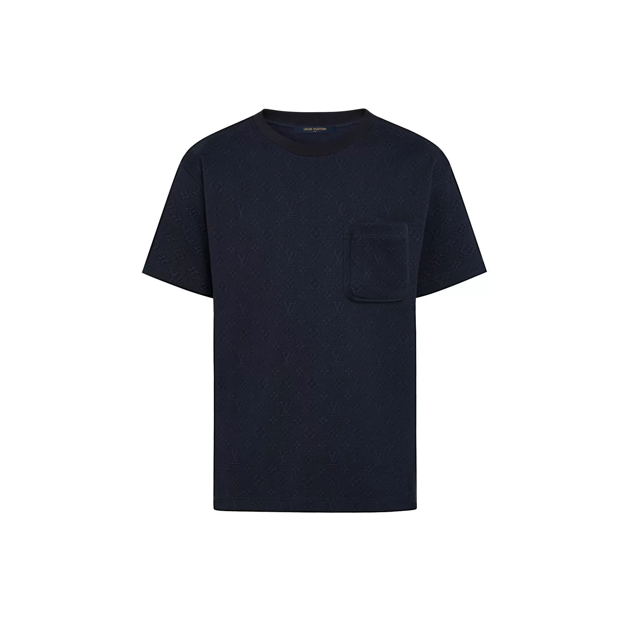 Fashion Louis Vuitton Signature 3D Pocket Monogram T-Shirt Dark Blue