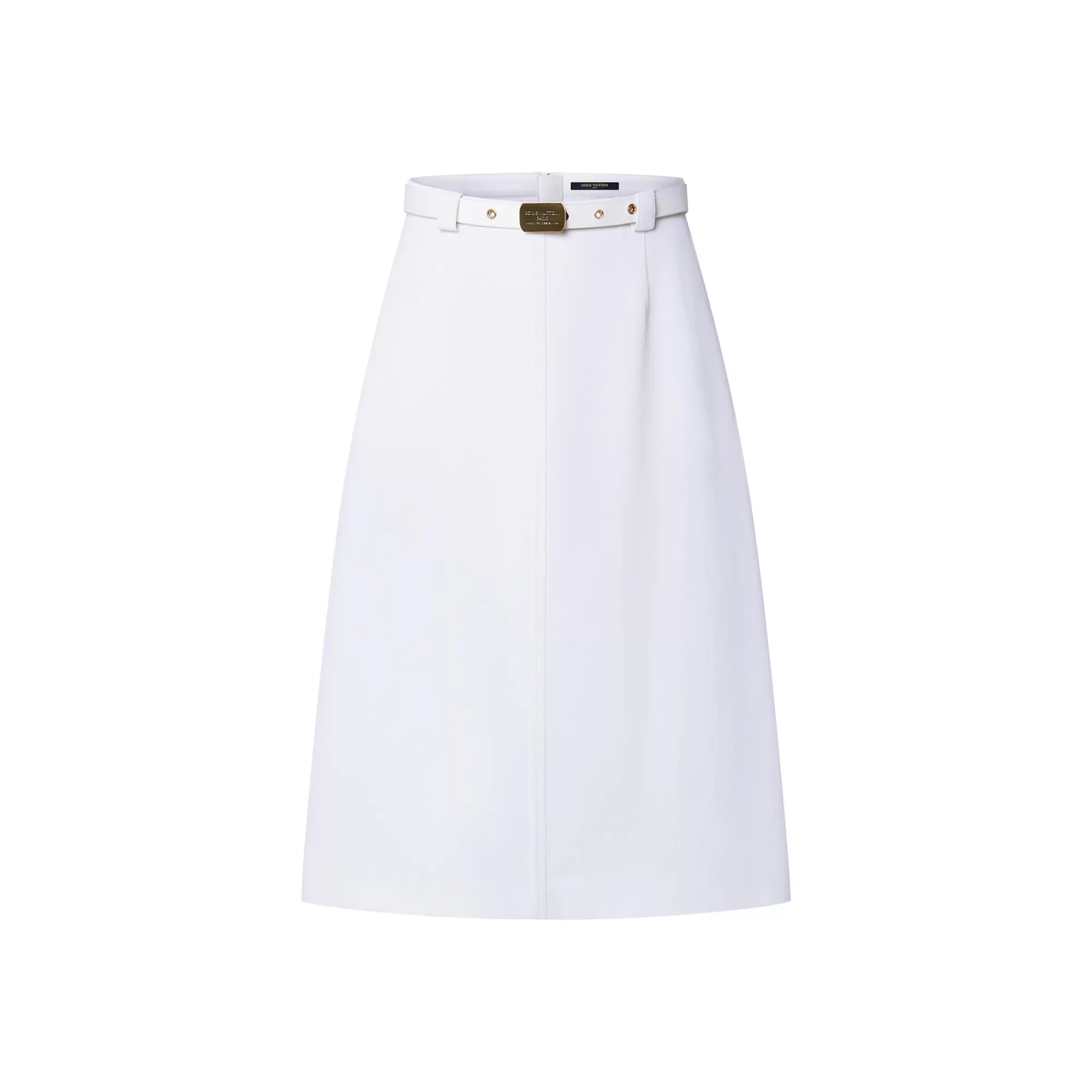 Shop Louis Vuitton Signature Buckle Wool Twill Skirt