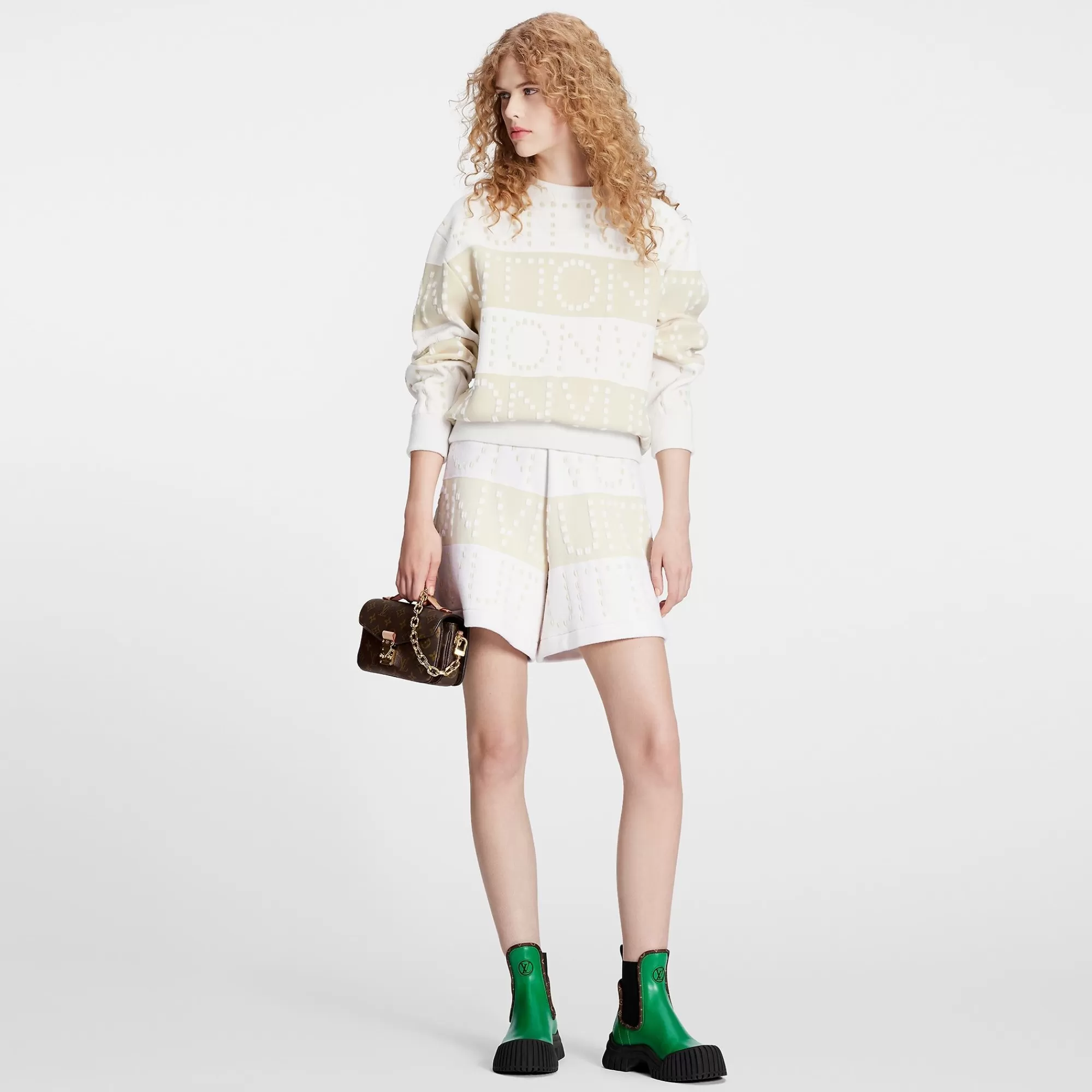 Store Louis Vuitton Signature Chunky Stripes Bermuda Shorts Ecru