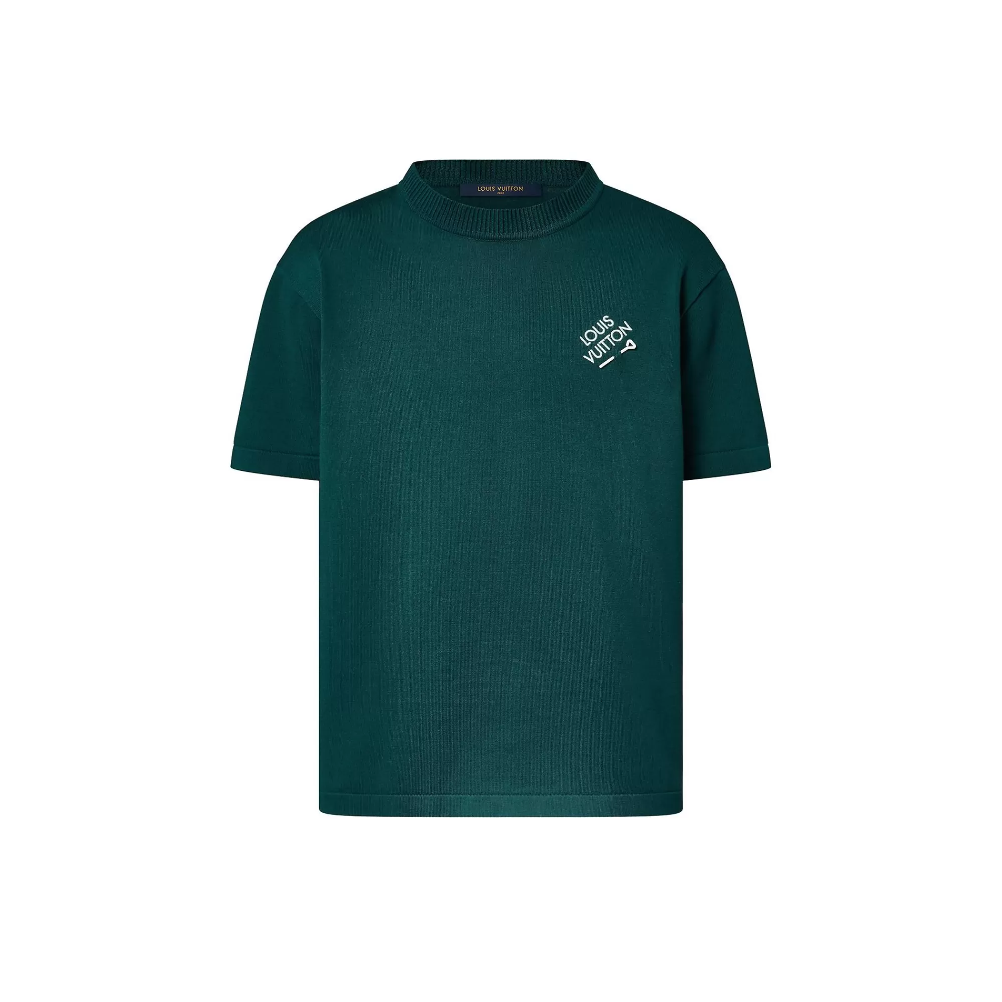 New Louis Vuitton Signature Short-Sleeved Cotton Crewneck Pine Green