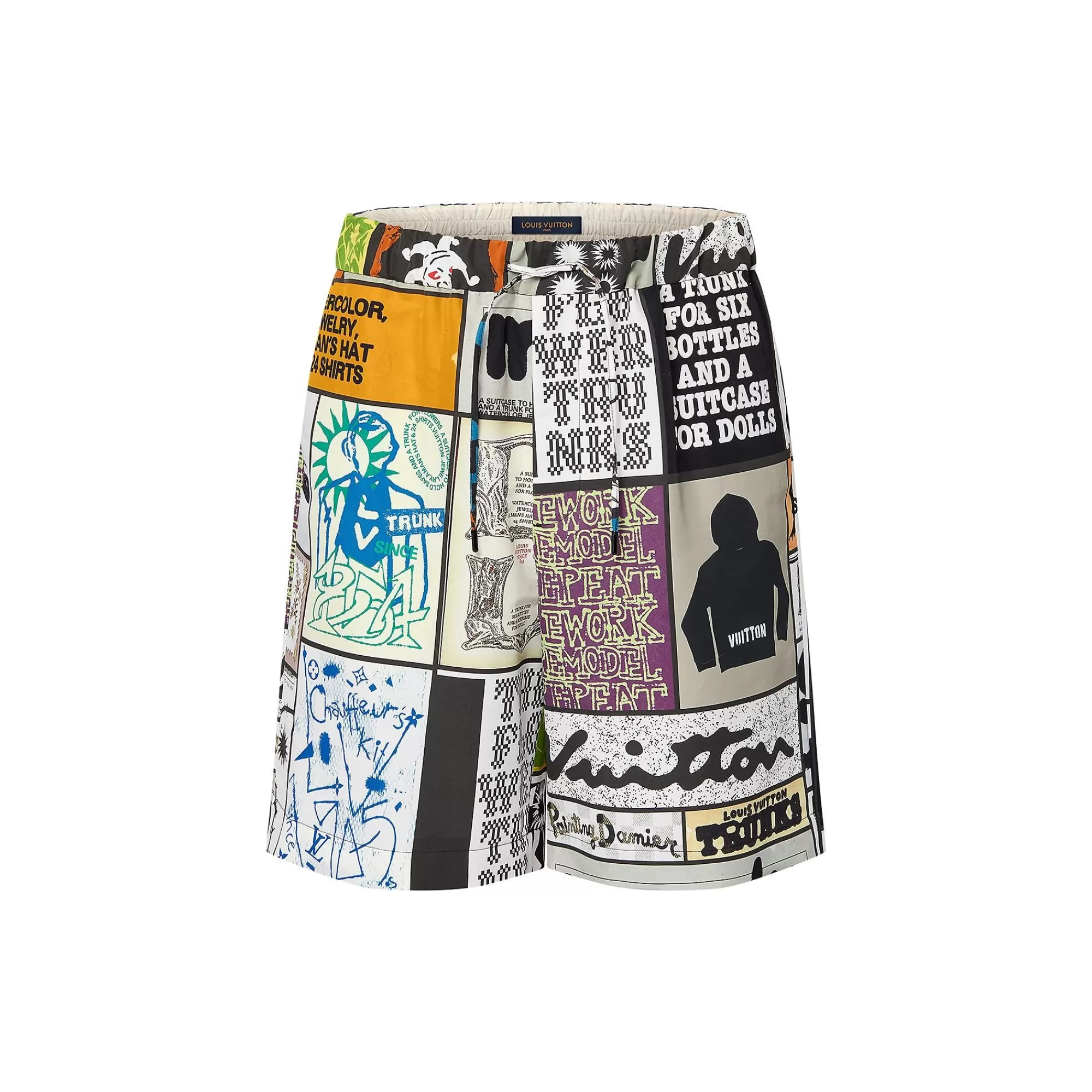 Shop Louis Vuitton Silk Blend Printed Drawstring Shorts