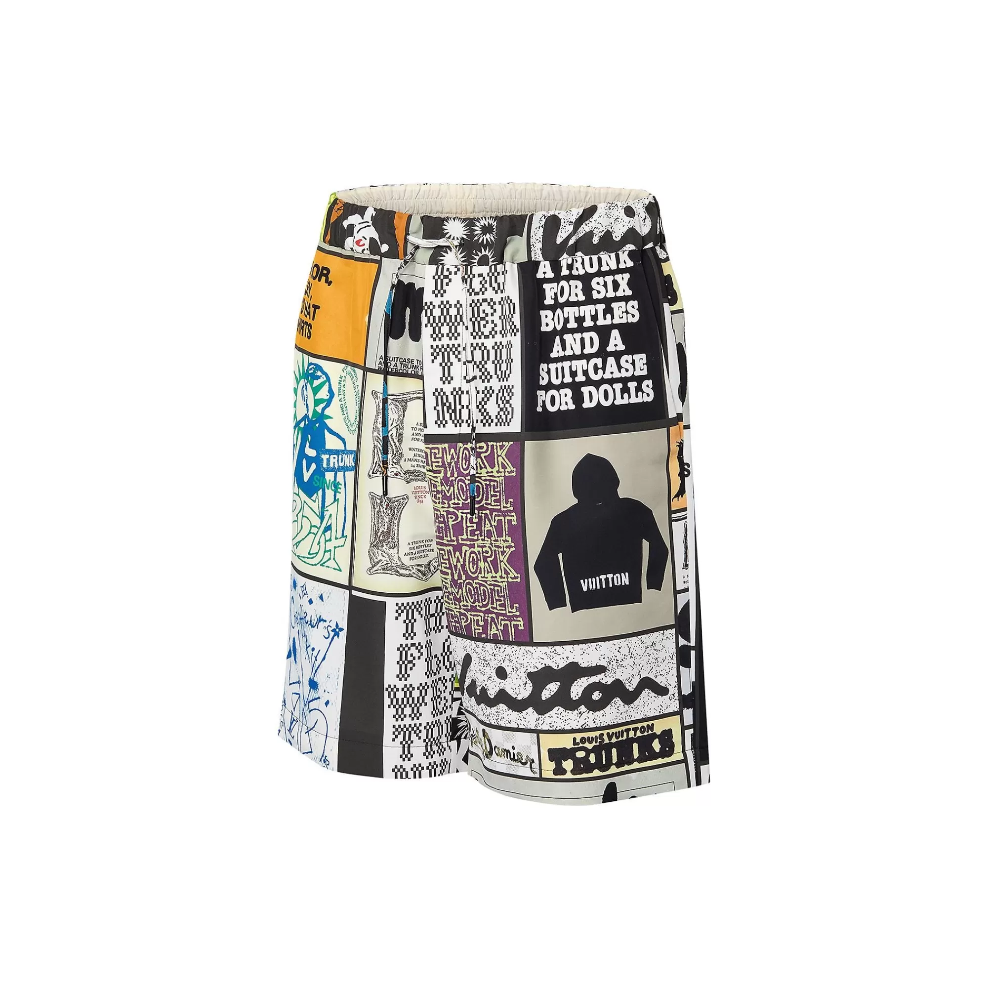Shop Louis Vuitton Silk Blend Printed Drawstring Shorts