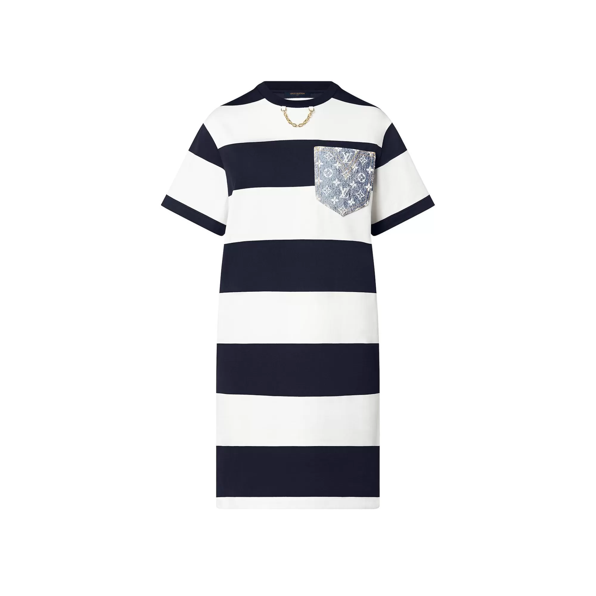 Cheap Louis Vuitton Striped Monogram Pocket T-Shirt Dress