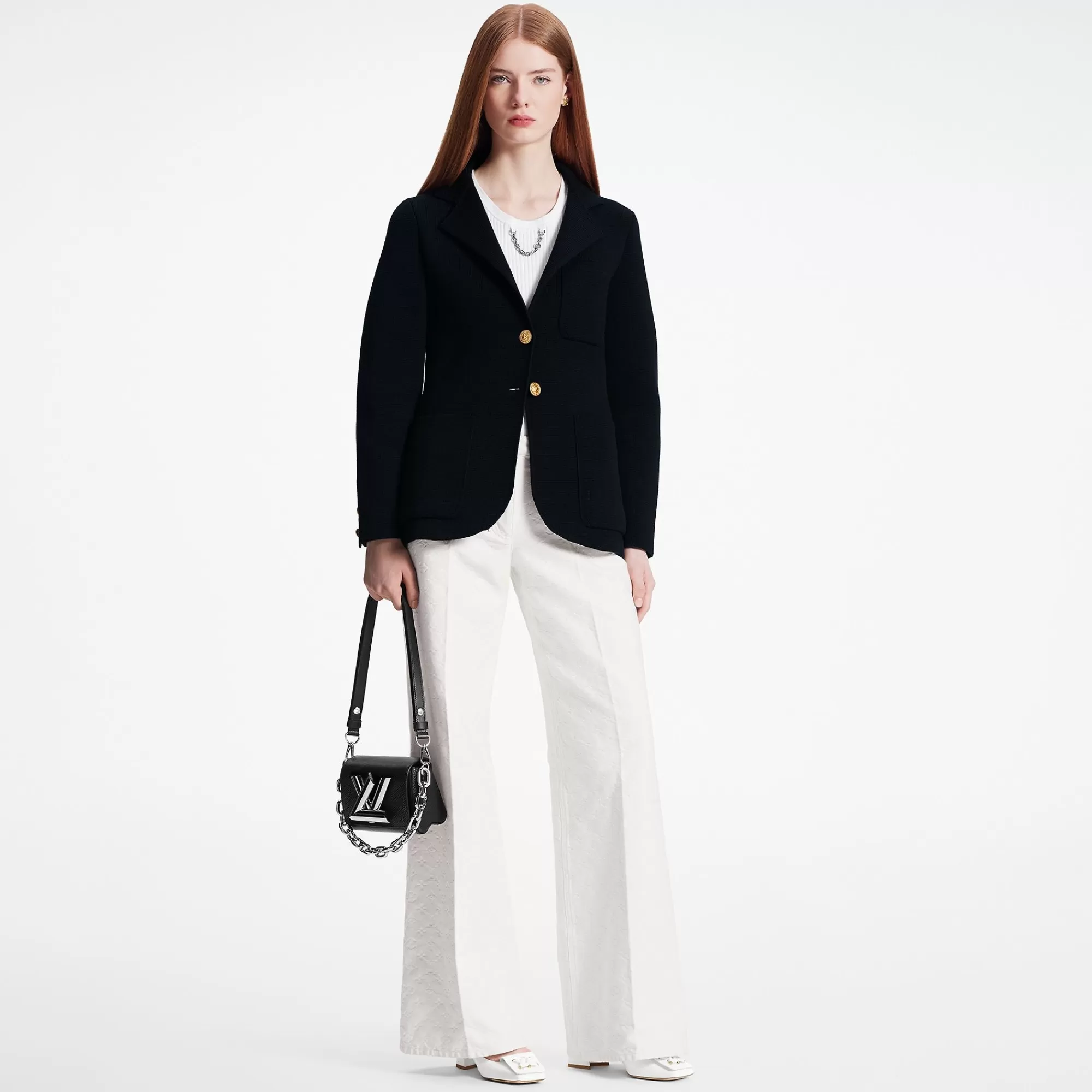 Shop Louis Vuitton Three-Pocket Knit Blazer