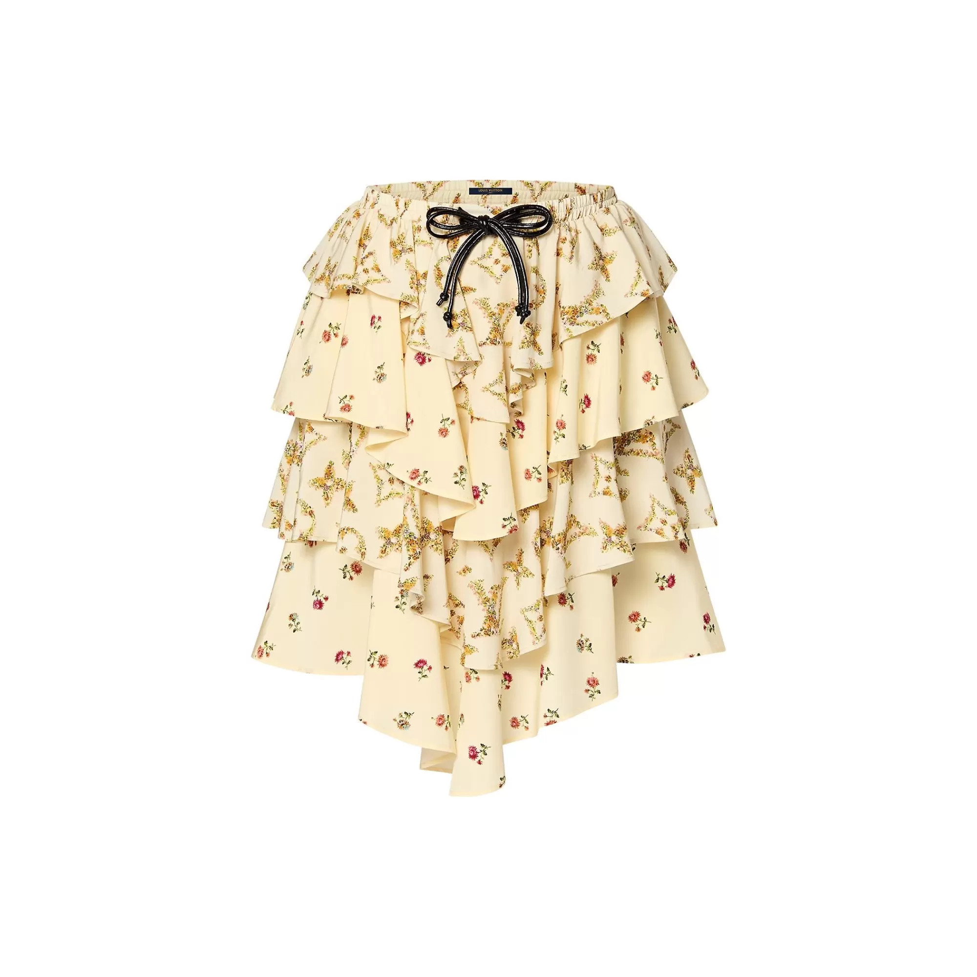 Flash Sale Louis Vuitton Tiered Floral Print Mini Skirt Egg Shell