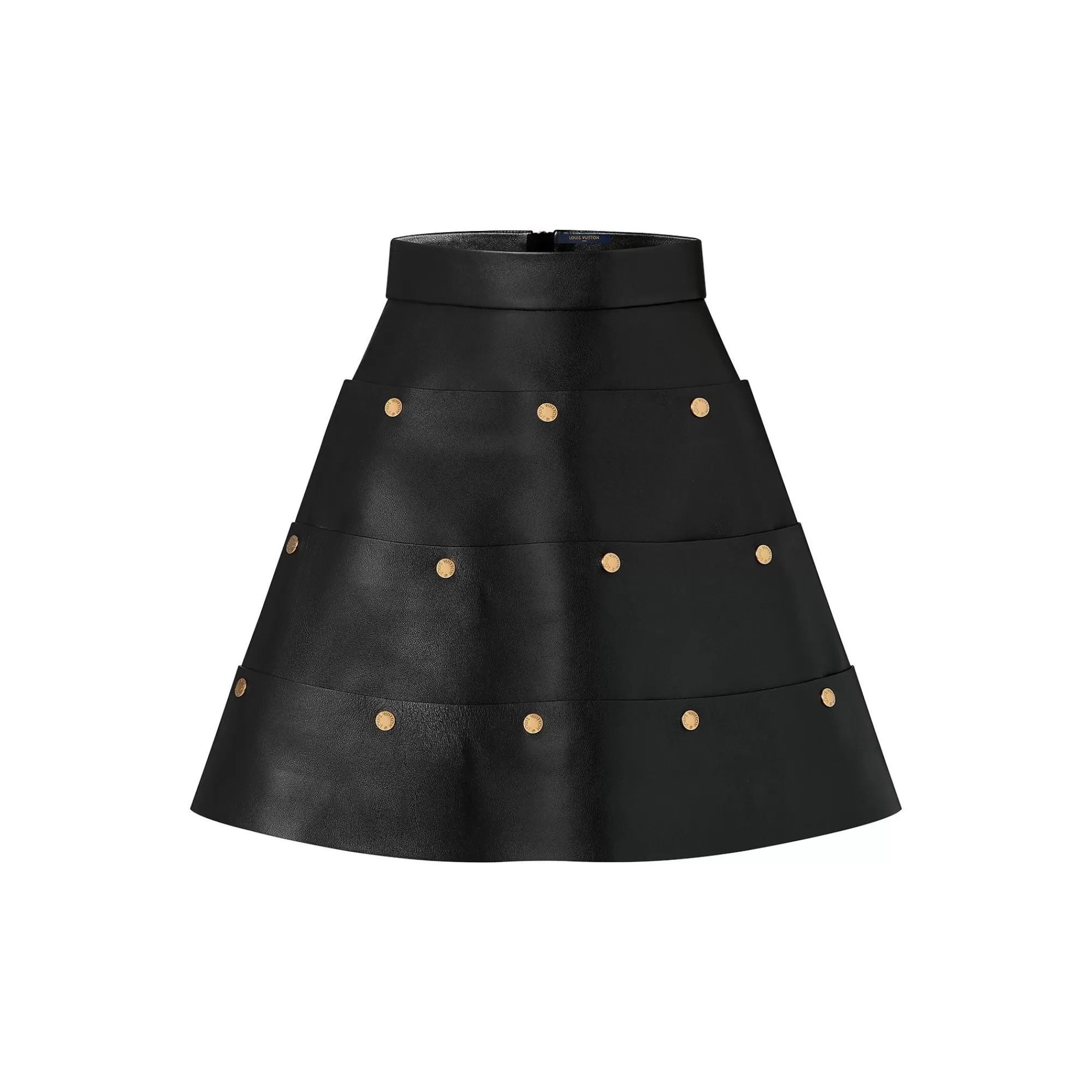 Cheap Louis Vuitton Tiered Snap Button Leather Skirt