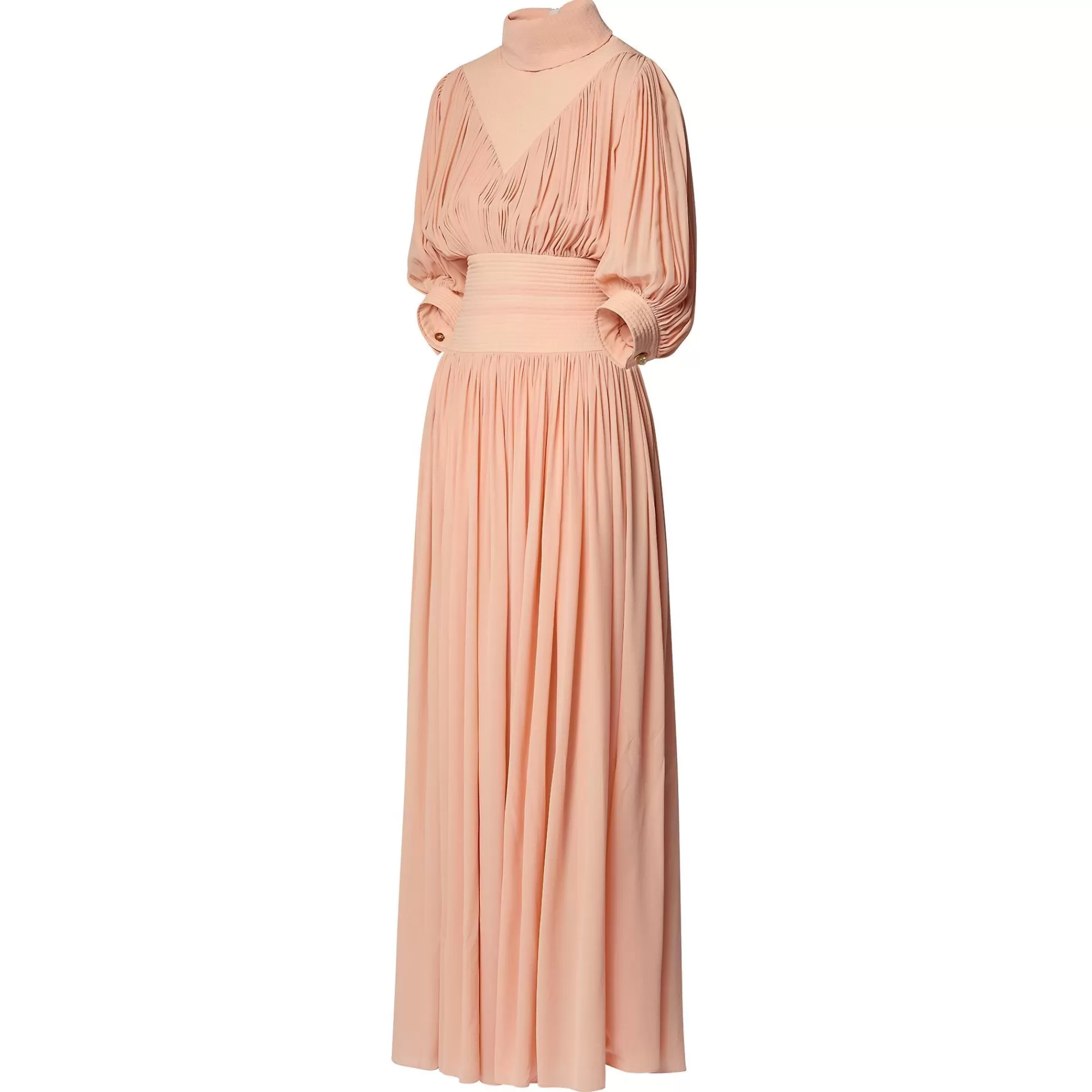 Cheap Louis Vuitton Topstitch Detail Gathered Silk Dress